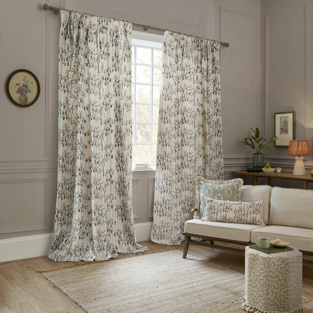 Linen - Sanderson - Chinese Lanterns Fully Lined Embroidered Pencil Pl - 2