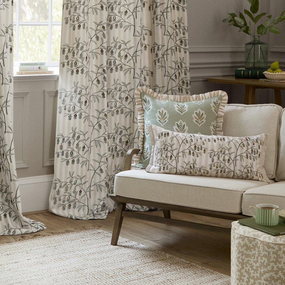 Linen - Sanderson - Chinese Lanterns Fully Lined Embroidered Pencil Pl - 4