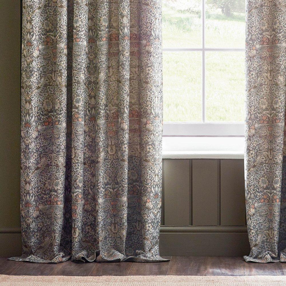 Biscuit - Morris and Co - Strawberry Thief Fully Lined Jacquard Pencil Pleat - 5