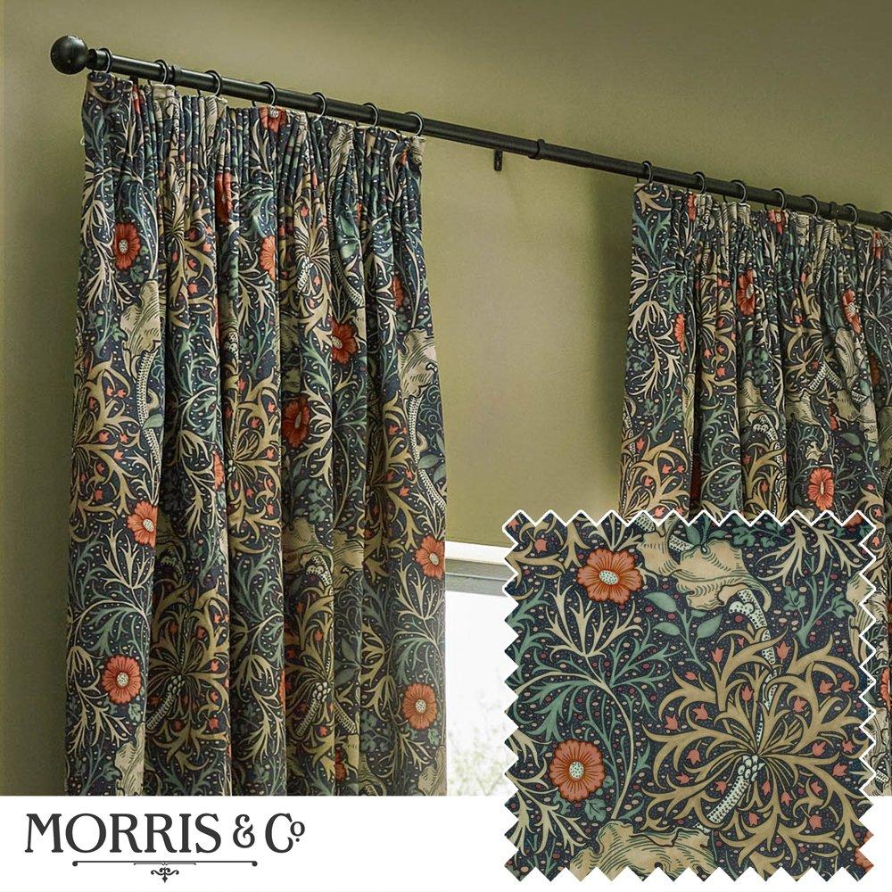 Seaweed Fully Lined Velvet Pencil Pleat Curtains