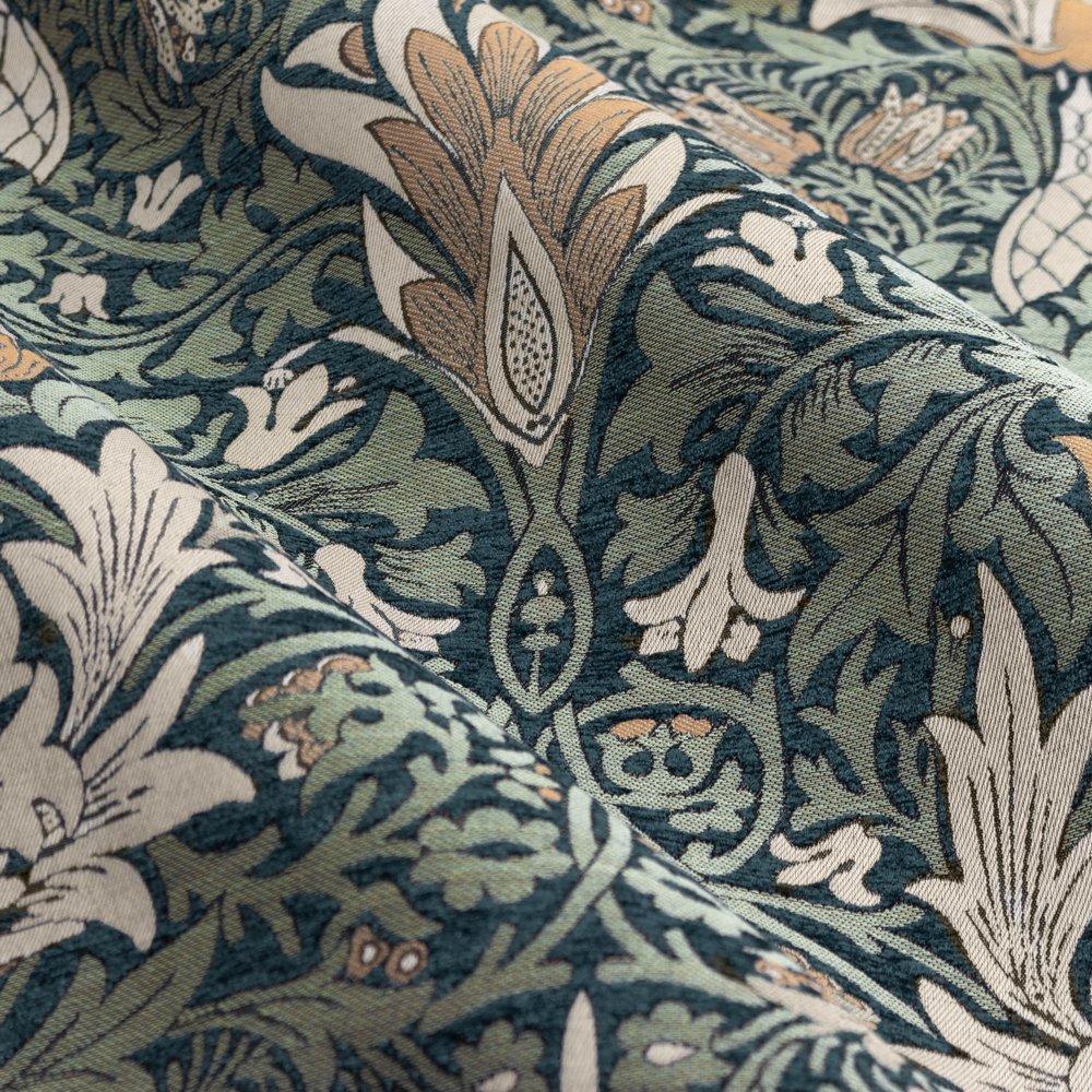 Indigo/Leaf - Morris and Co - Snakeshead Fully Lined Jacquard Chenille Pencil Pl - 5
