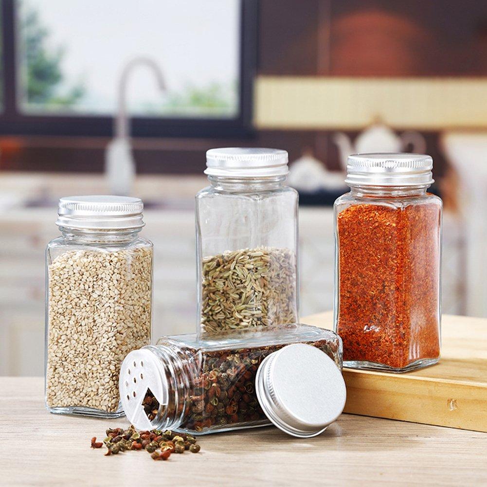 Life Ideas  12Pcs Glass Spice Jars With Metal Lids Kit - Clear