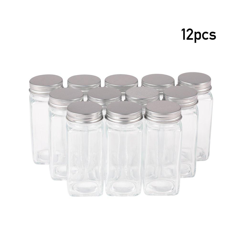 Clear - LIFE IDEAS - 12Pcs Glass Spice Jars with Metal Lids Kit - 5