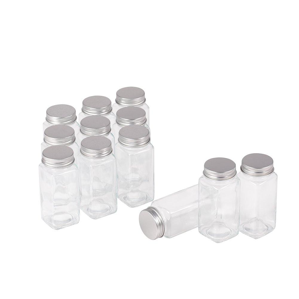 Clear - LIFE IDEAS - 12Pcs Glass Spice Jars with Metal Lids Kit - 8