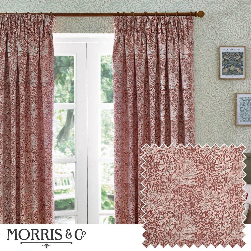 Russet - Morris and Co - Marigold Fully Lined Jacquard Floral Pencil Pleat - 1