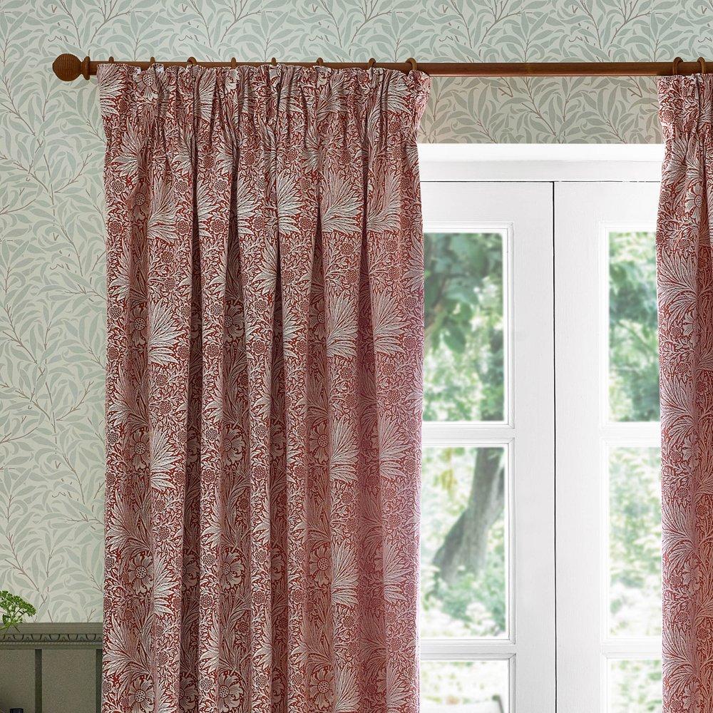Russet - Morris and Co - Marigold Fully Lined Jacquard Floral Pencil Pleat - 3