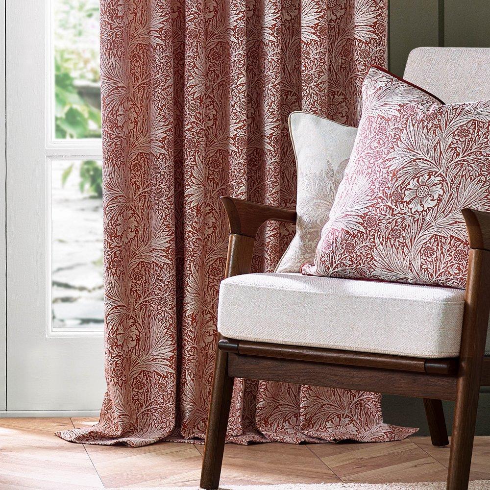 Russet - Morris and Co - Marigold Fully Lined Jacquard Floral Pencil Pleat - 4