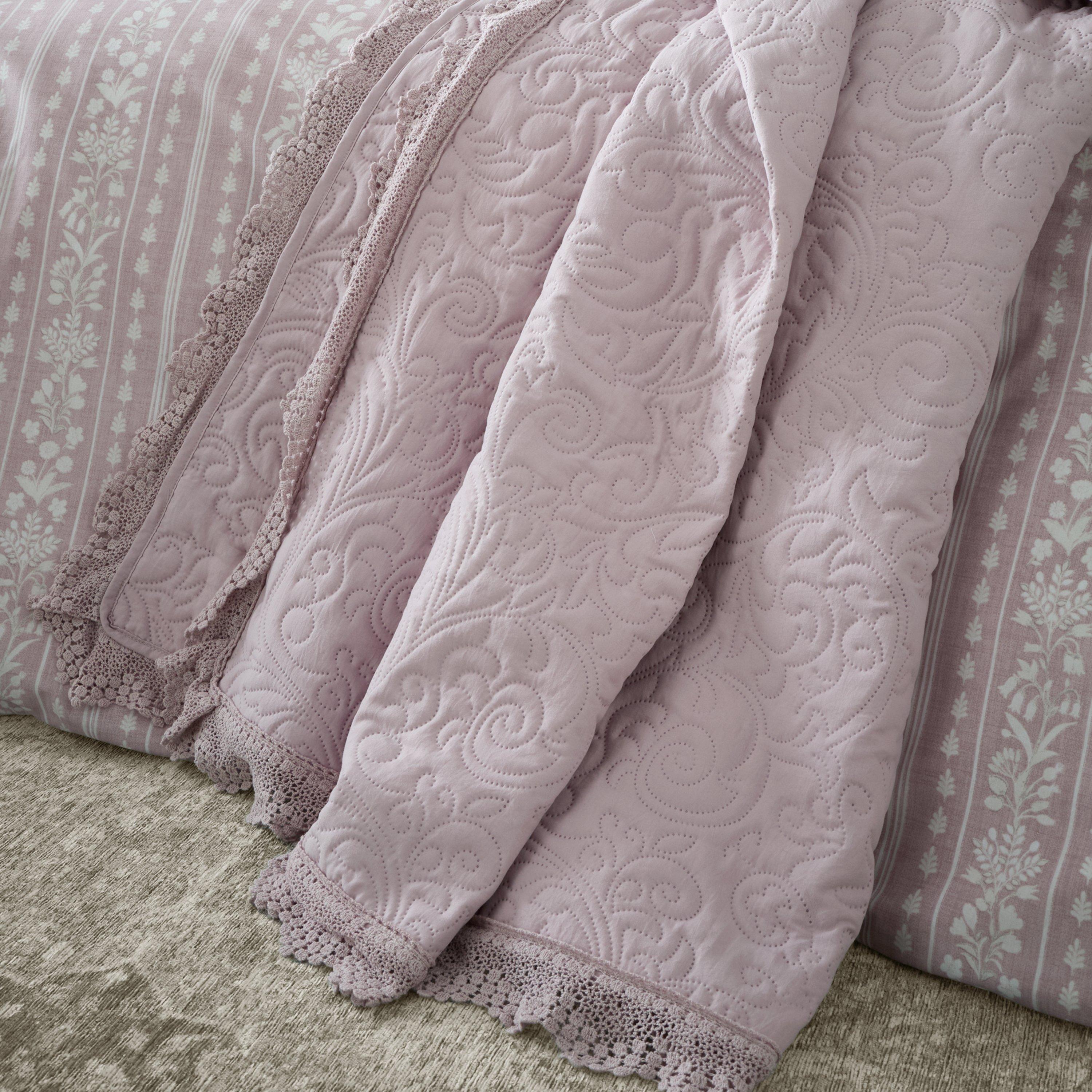 Pink - Catherine Lansfield - by CL Silhouette Floral Lace Bedspread - 2