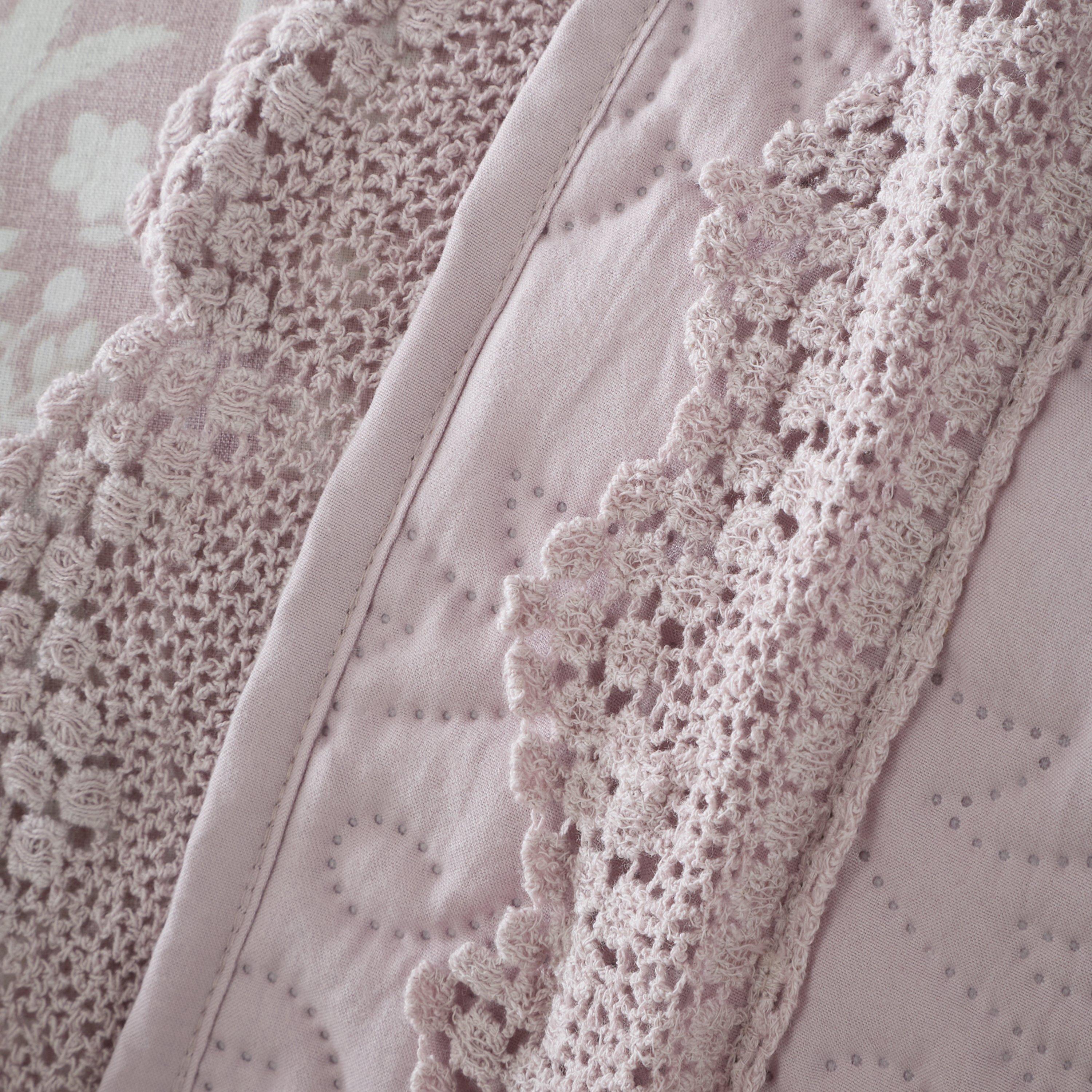 Pink - Catherine Lansfield - by CL Silhouette Floral Lace Bedspread - 3