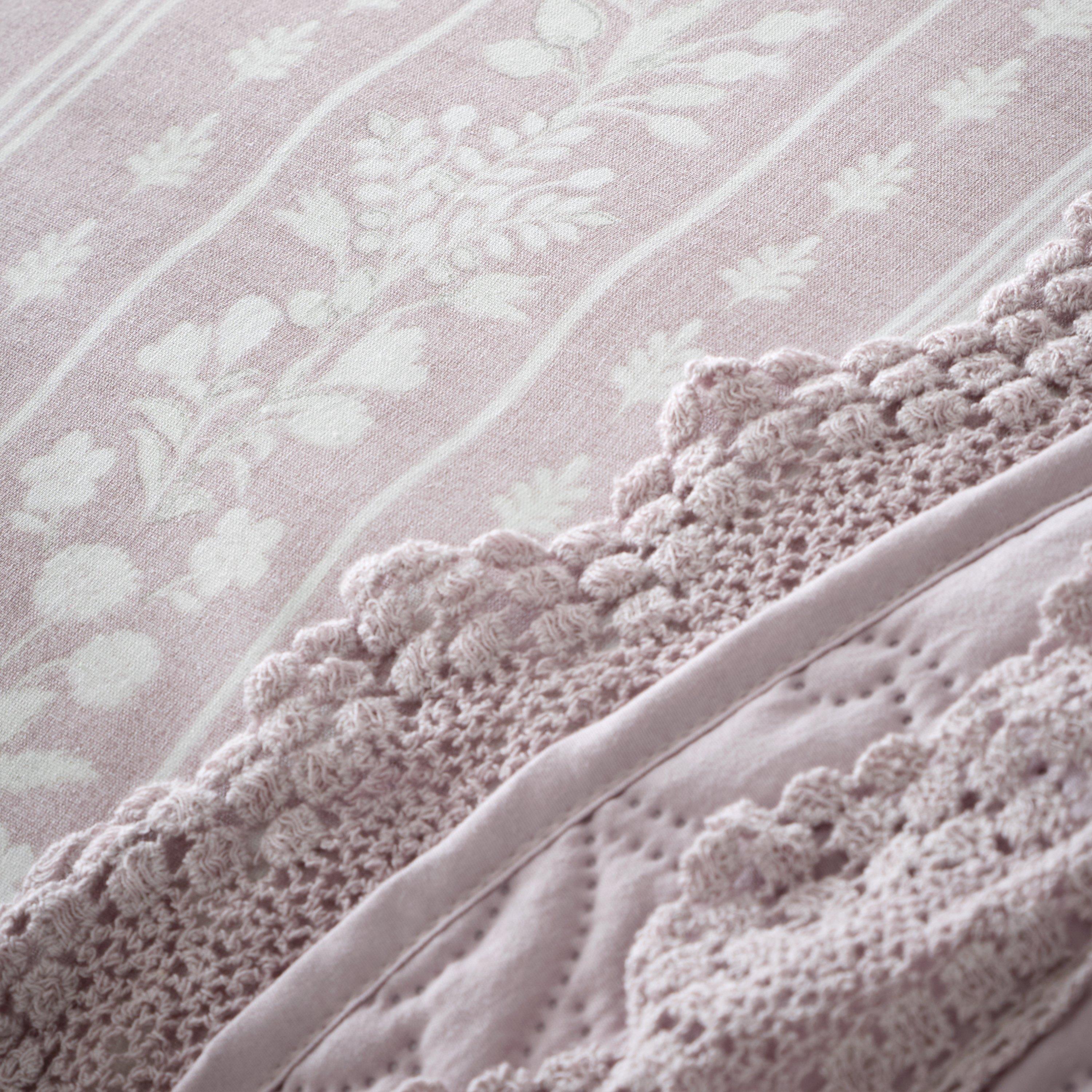 Pink - Catherine Lansfield - by CL Silhouette Floral Lace Bedspread - 4