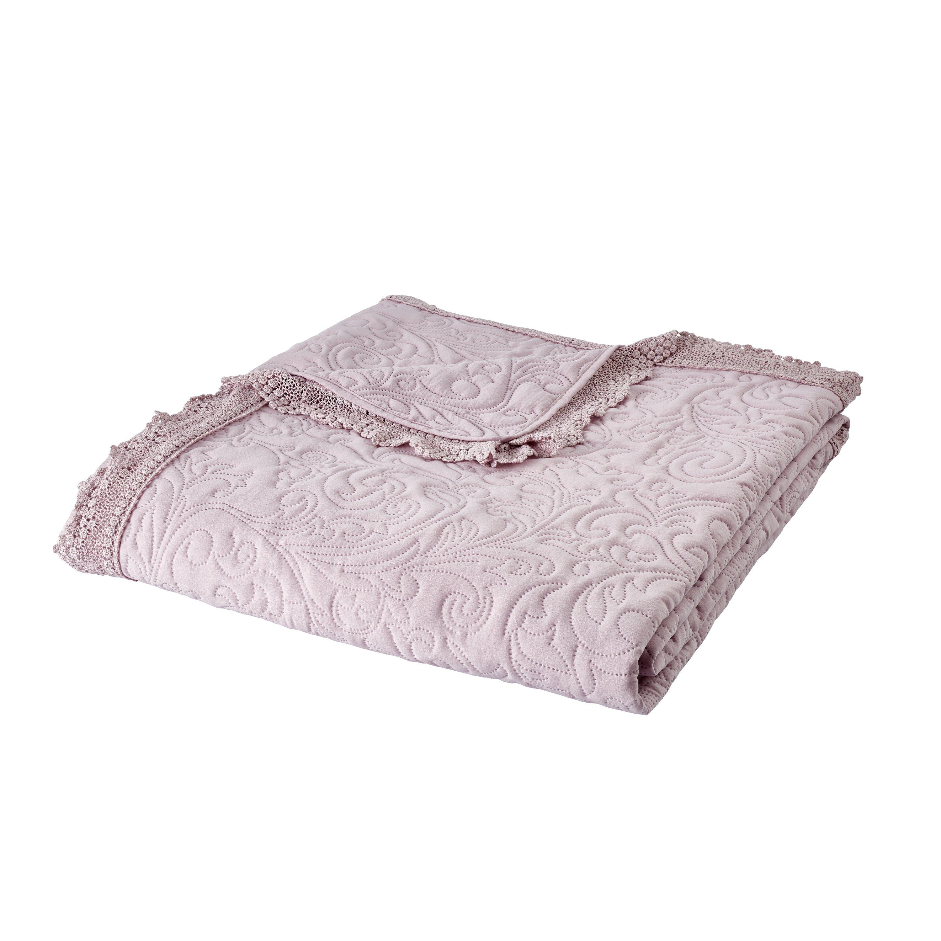 Pink - Catherine Lansfield - by CL Silhouette Floral Lace Bedspread - 5