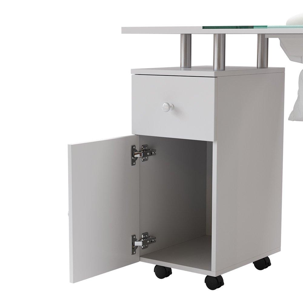 White - SHEONLY - Mobile Manicure Table with Dust Collector Drawers - 6