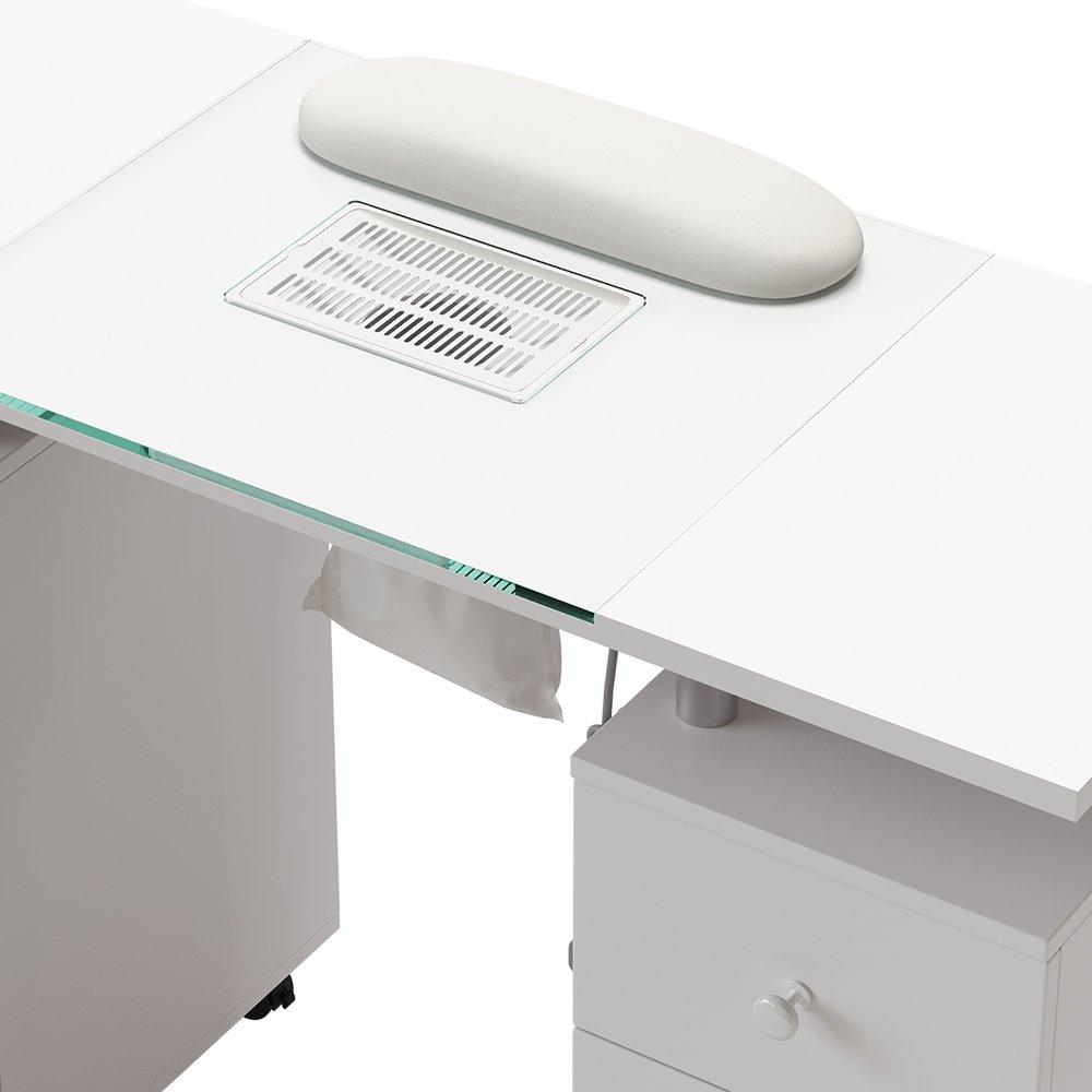 White - SHEONLY - Mobile Manicure Table with Dust Collector Drawers - 7