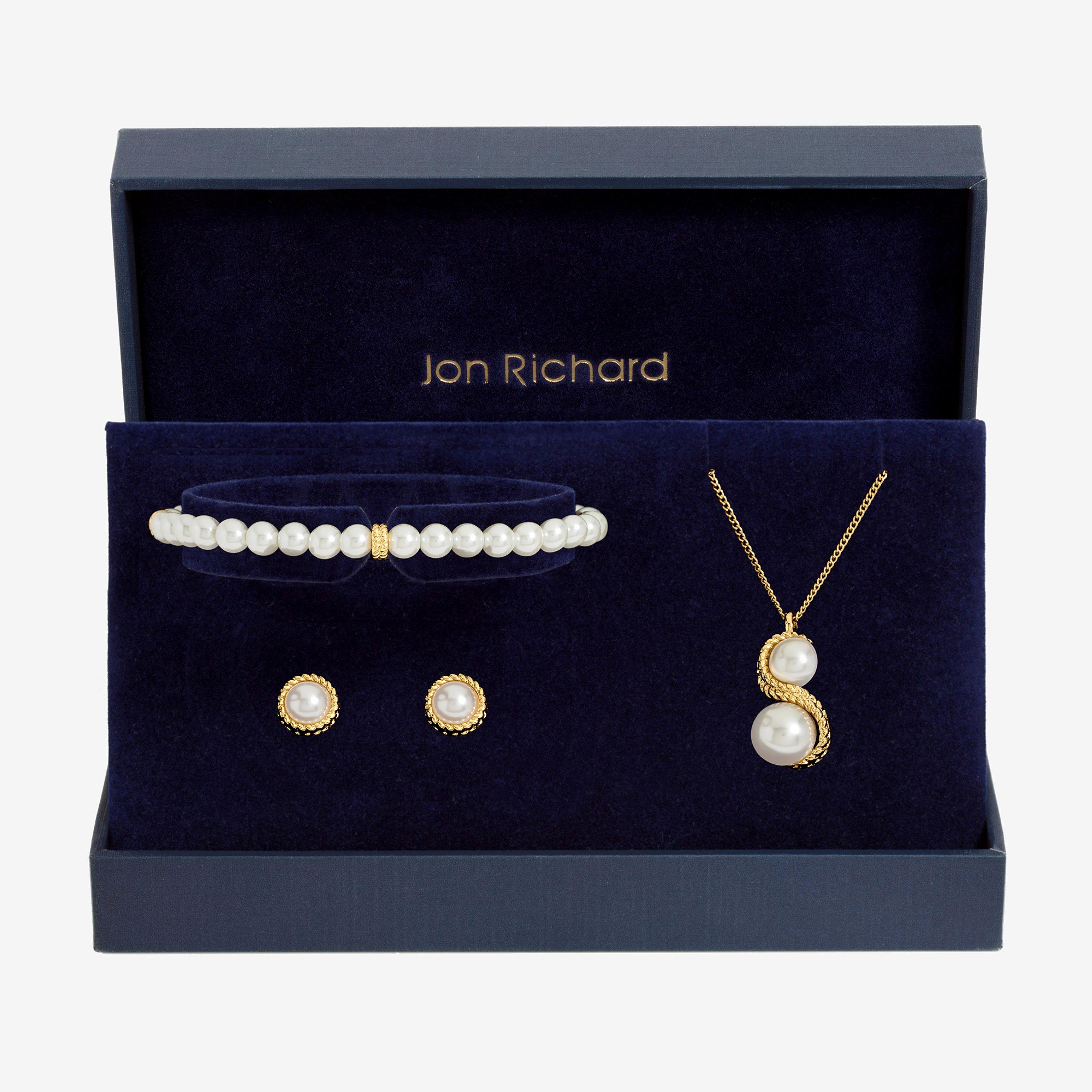 Gold - Jon Richard - Gold Plated Pearl And Infinity Trio Set - Gift Box - 1