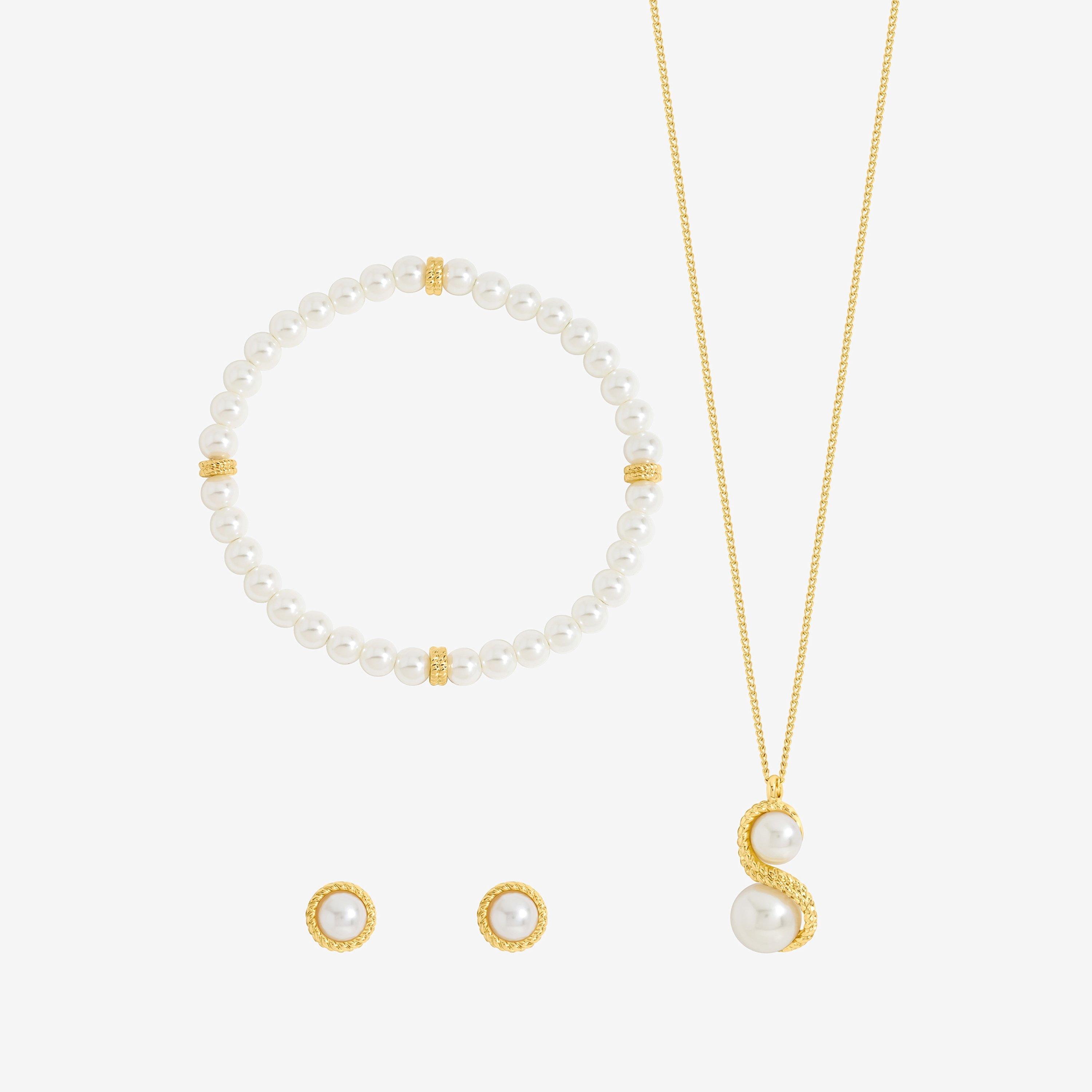 Gold - Jon Richard - Gold Plated Pearl And Infinity Trio Set - Gift Box - 2