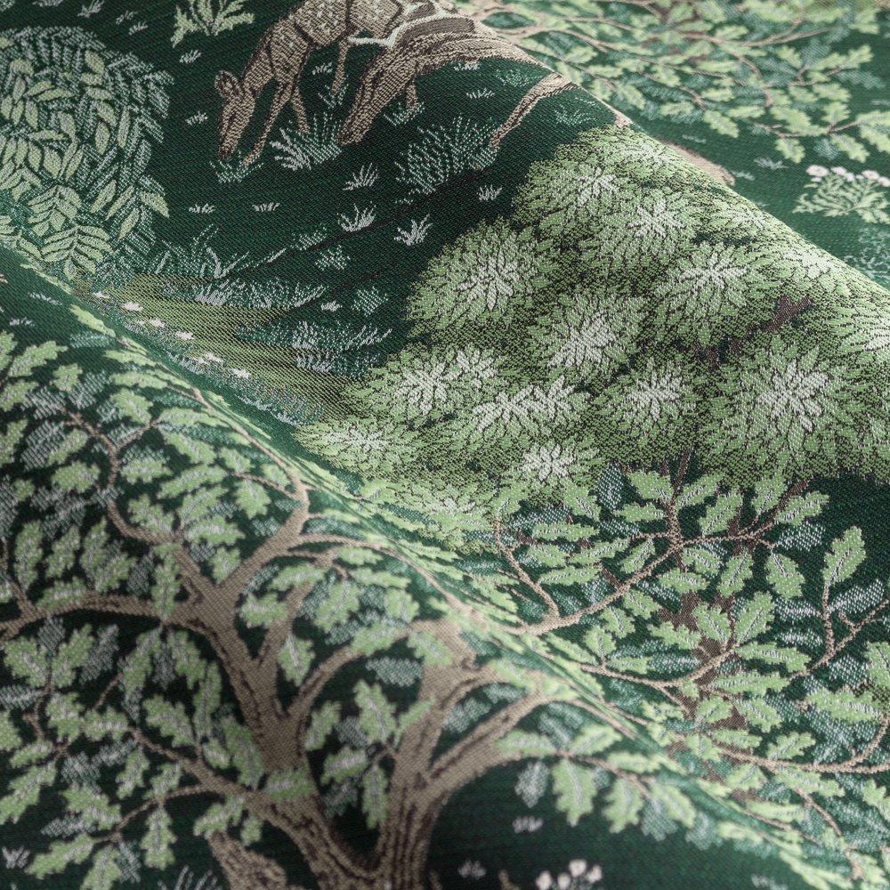 Forest Green - Morris and Co - Brook Fully Lined Woodland Jacquard Pencil Pleat C - 6