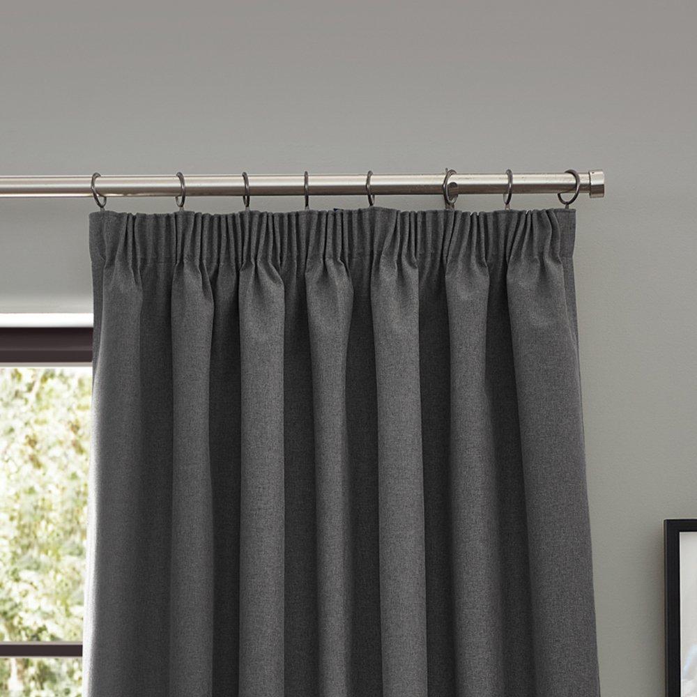 Charcoal - Furn - Dawn Textured Blackout Pencil Pleat Curtains - 3