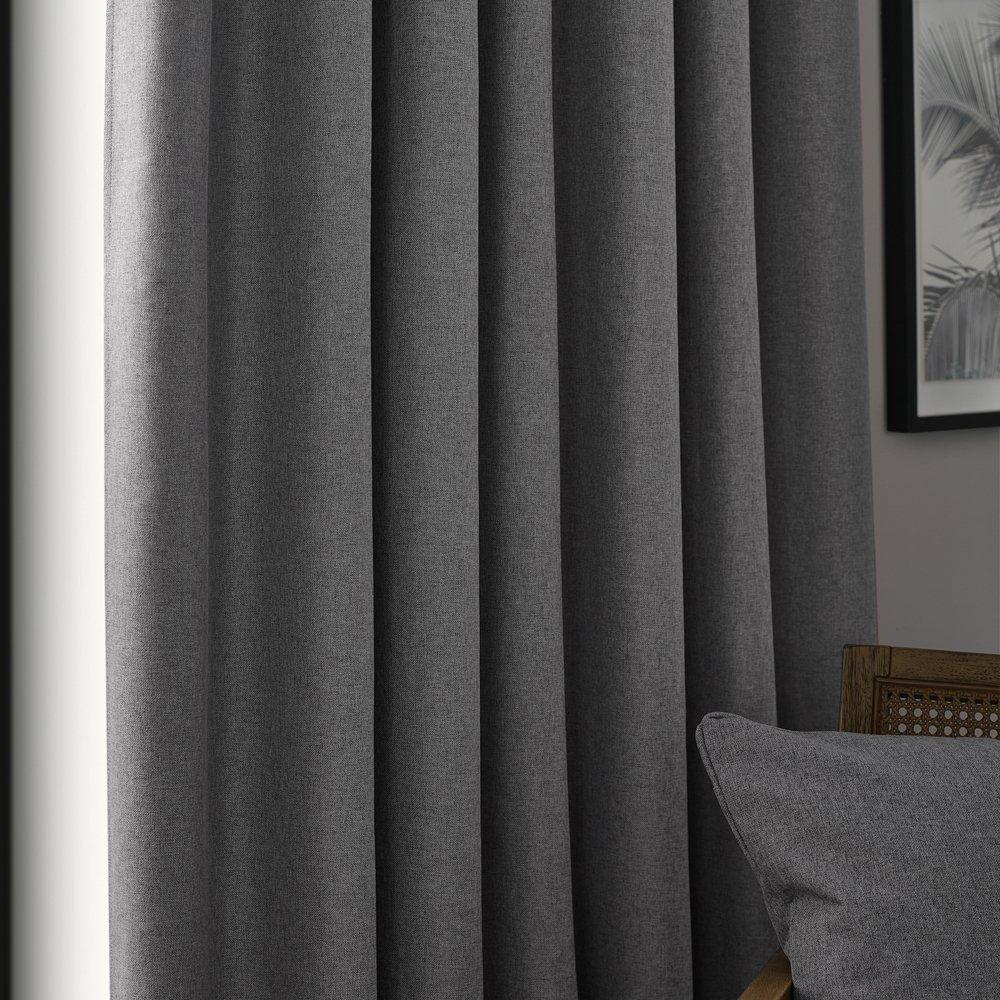 Charcoal - Furn - Dawn Textured Blackout Pencil Pleat Curtains - 4