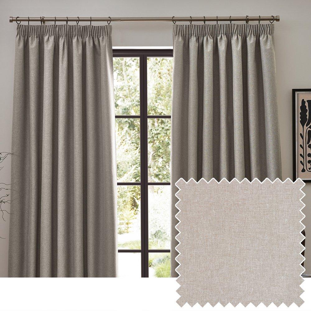 Furn  Dawn Textured Blackout Pencil Pleat Curtains - Linen - 229x183cm