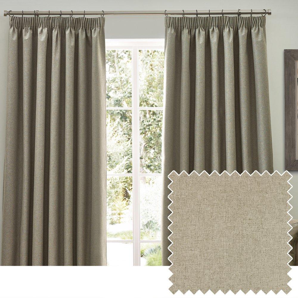 Furn  Dawn Textured Blackout Pencil Pleat Curtains - Natural - 229x183cm