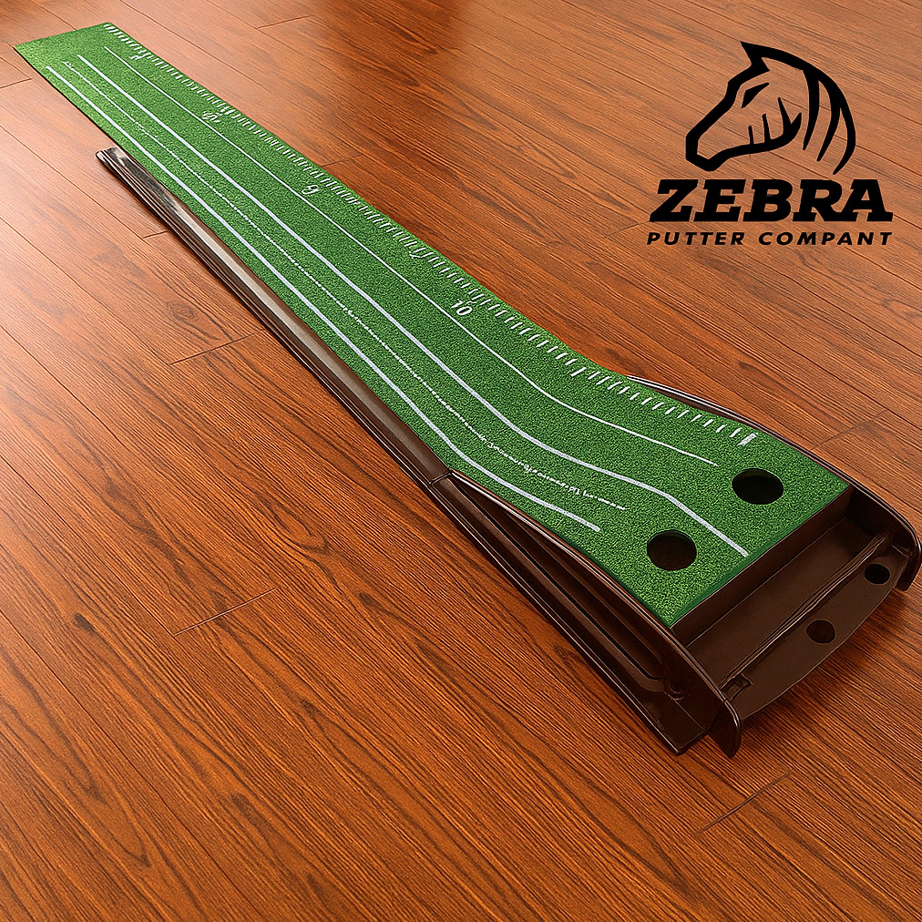 Green - Zebra - Zebra Deluxe Wooden Putting Mat - 4