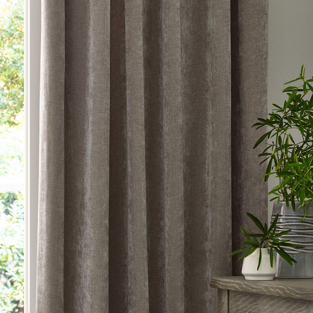 Greige - Yard - Heavy Chenille Lined Pencil Pleat Curtains - 3