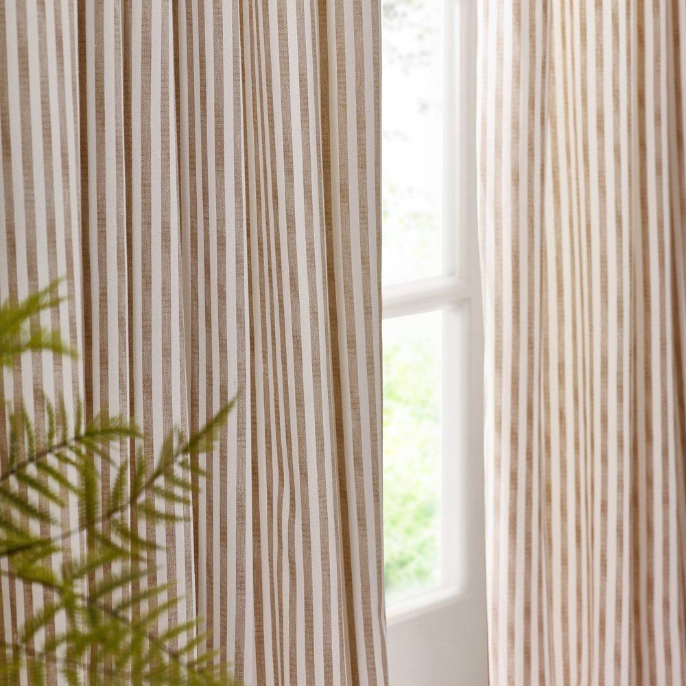 Natural - Yard - Hebden Striped 100% Cotton Lined Pencil Pleat Curt - 3