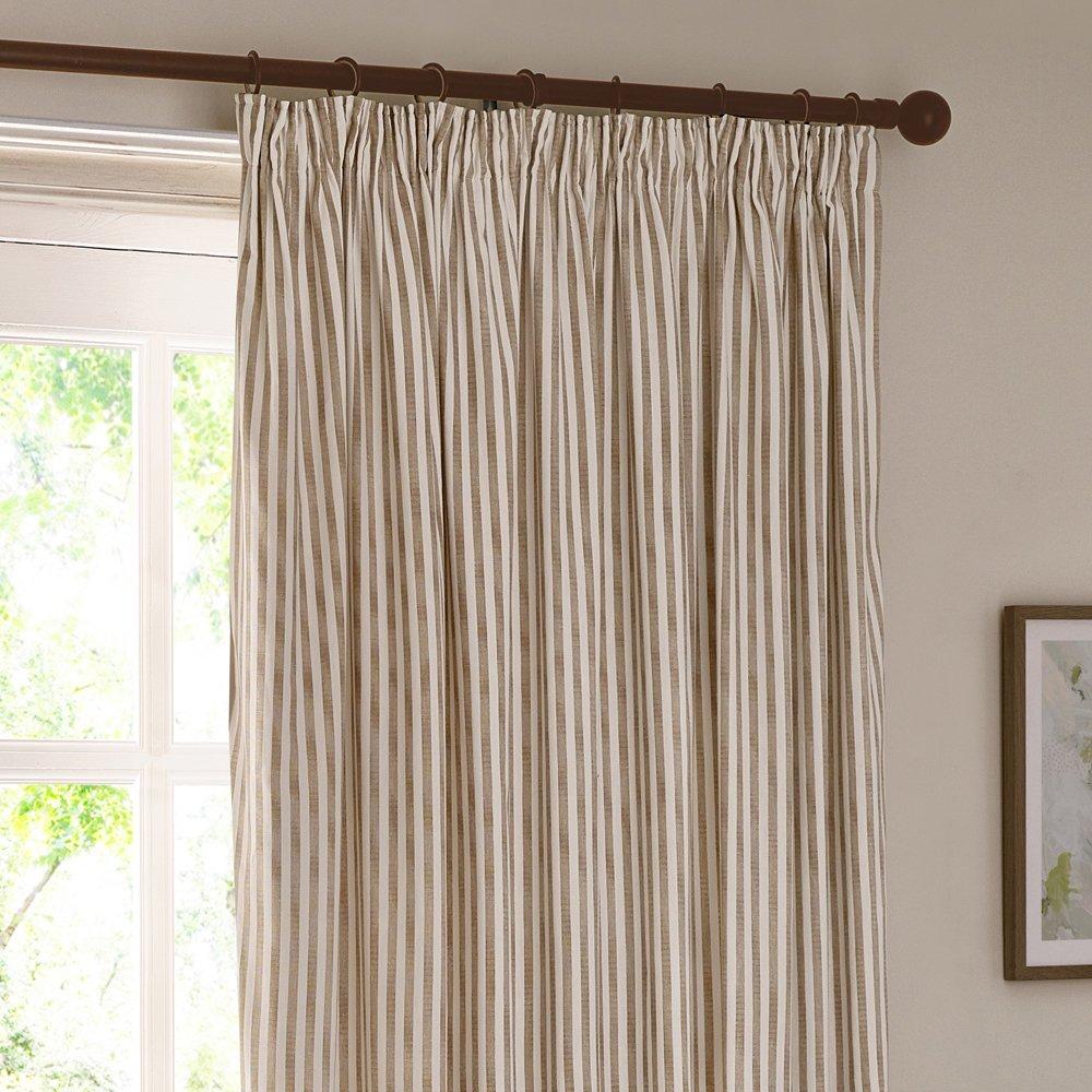 Natural - Yard - Hebden Striped 100% Cotton Lined Pencil Pleat Curt - 4