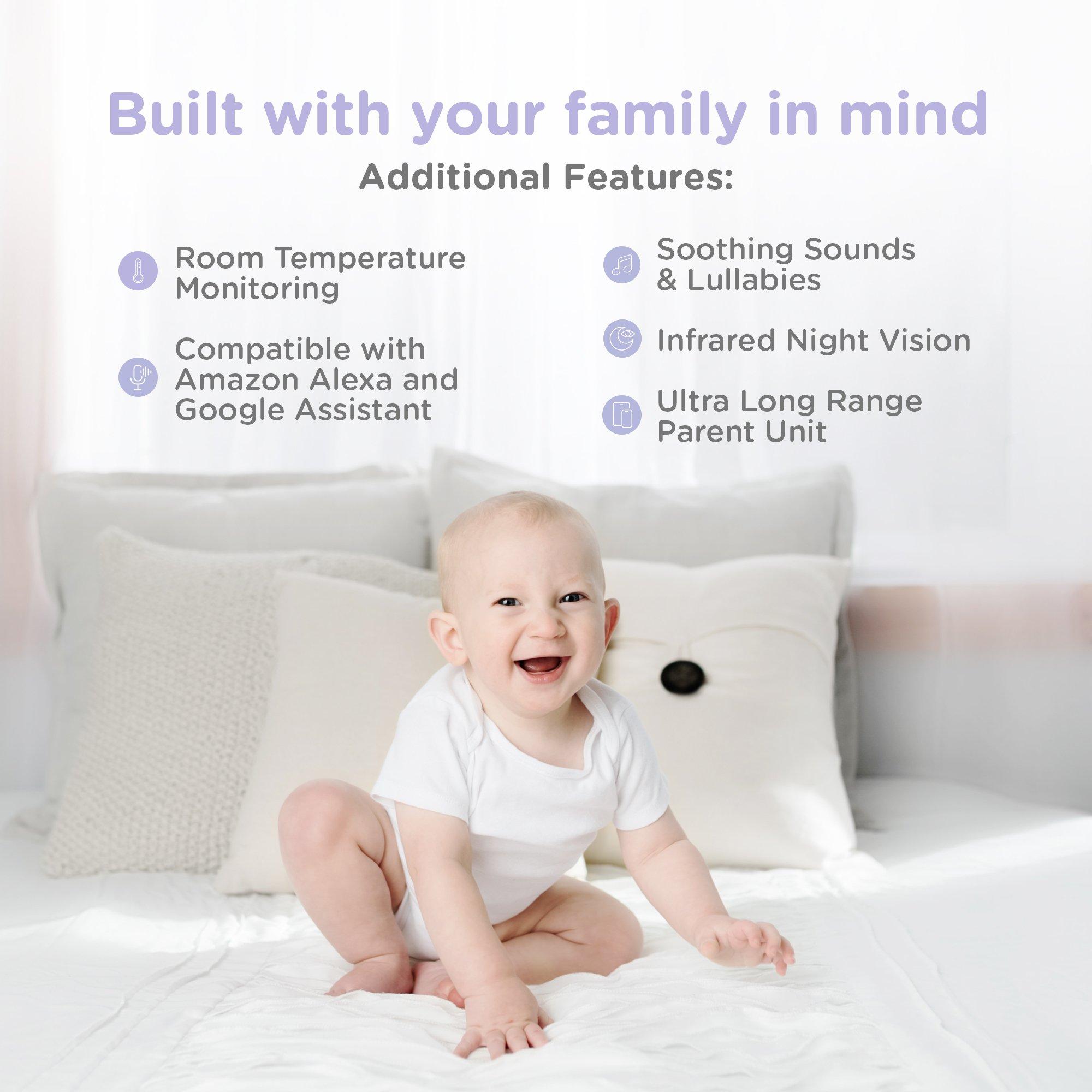 White - Hubble - Nursery Pal Glow+ 5 Inch Video Baby Monitor - 7