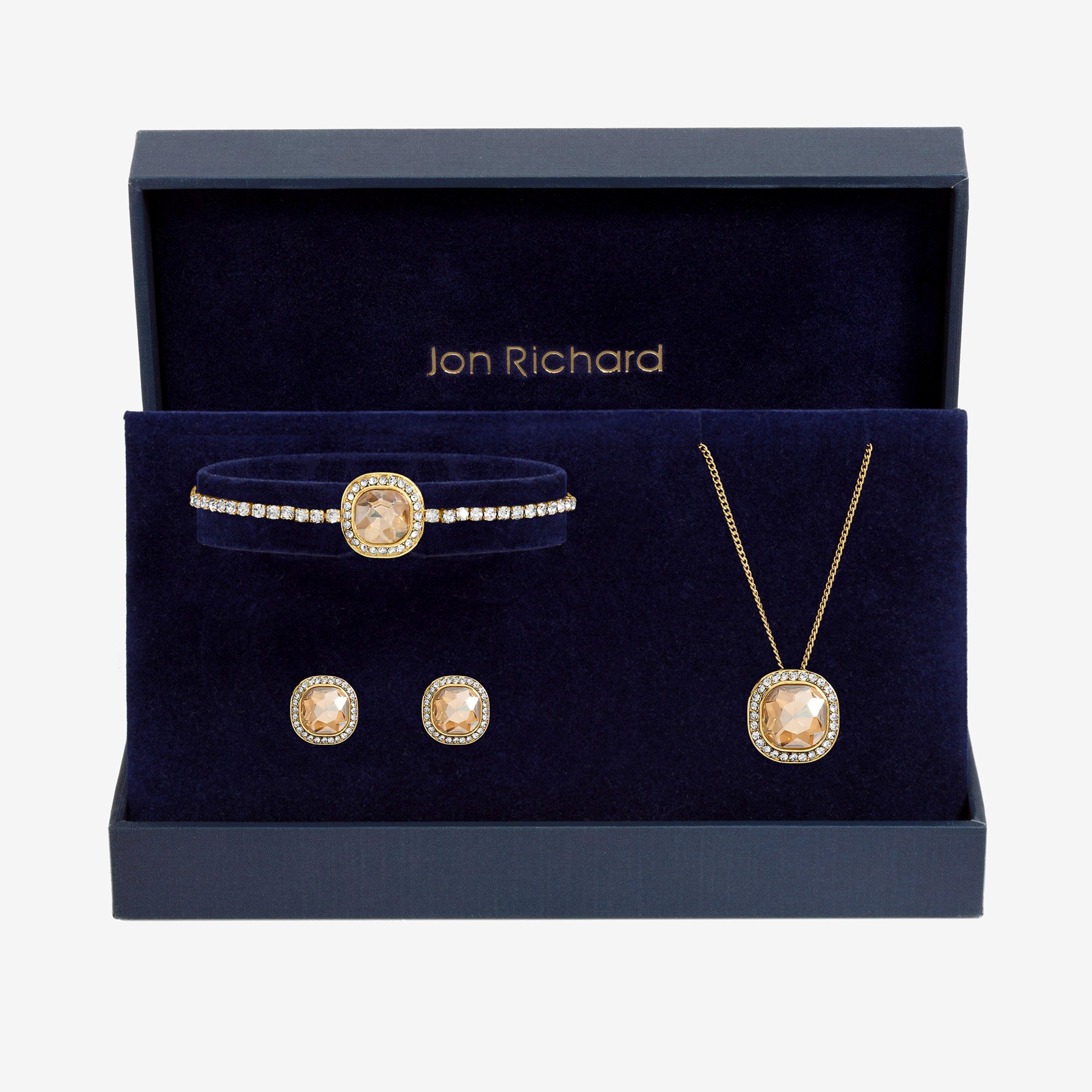 Jon Richard Gold Plated Crystal Champagne Trio Set - Gift Box