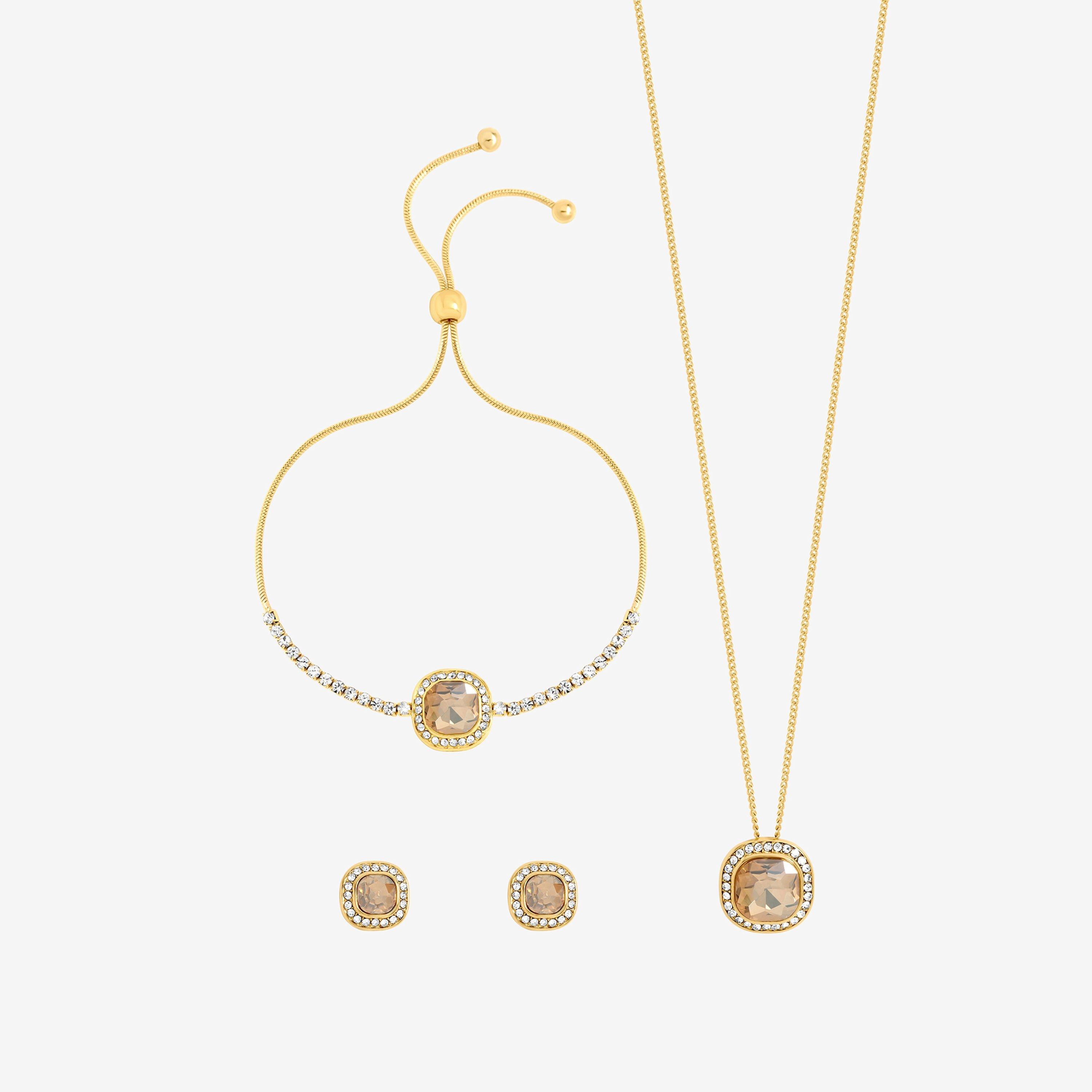 Gold - Jon Richard - Gold Plated Crystal Champagne Trio Set - Gift Box - 2