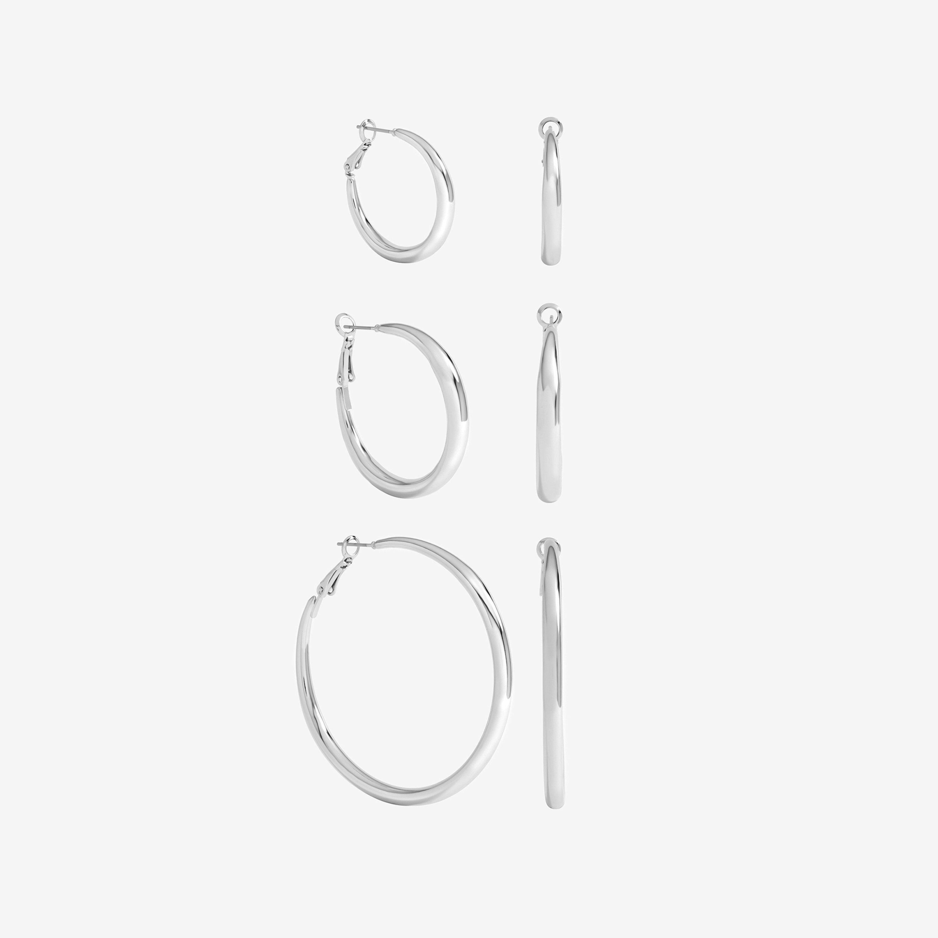Silver - Mood - Silver Plated Polished Hoop Multipack - 1