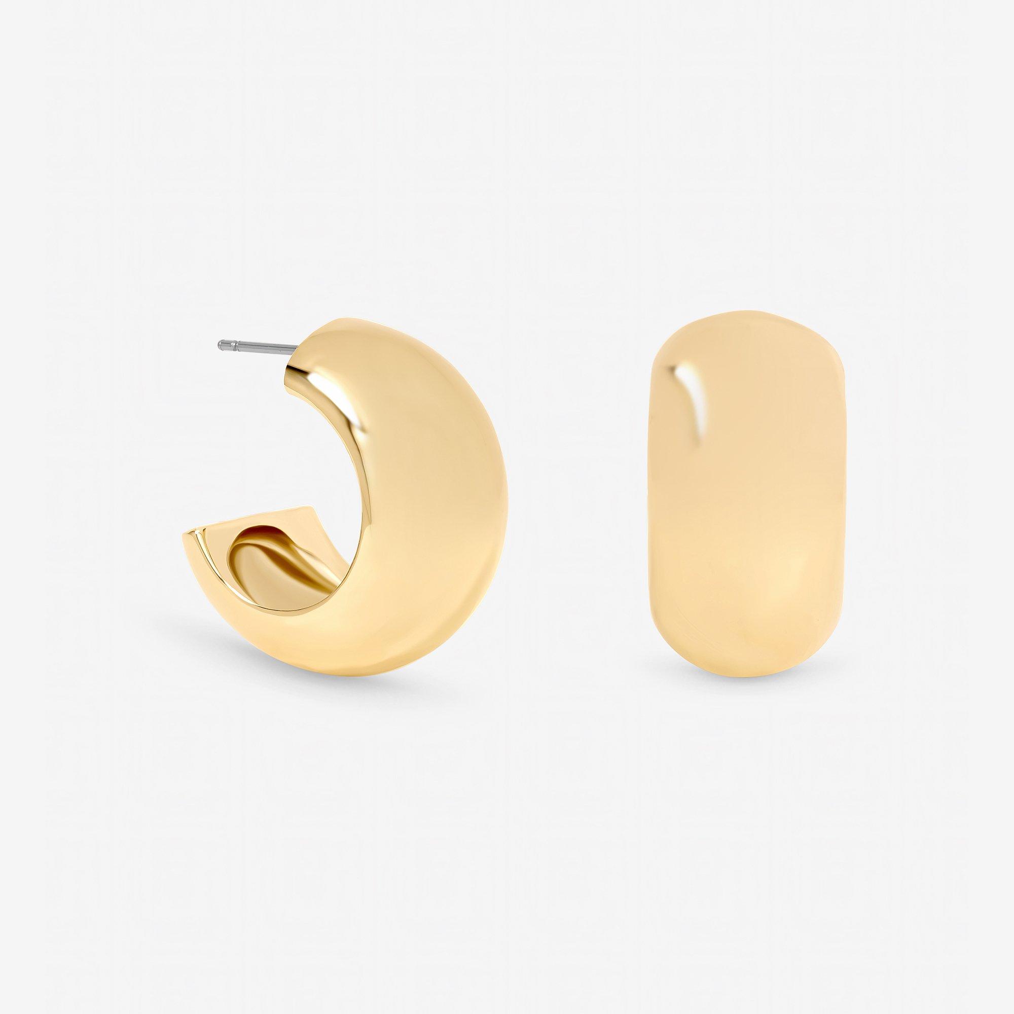 Gold - Mood - Gold Plated Chubby Hoop Earrings