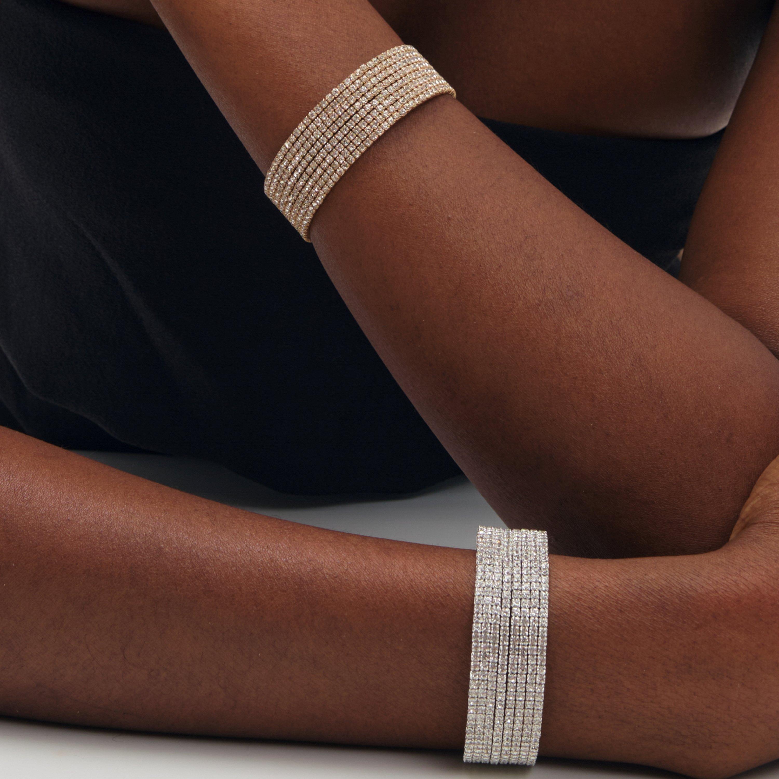 Silver - Mood - Silver Crystal Cuff Bracelet - 3