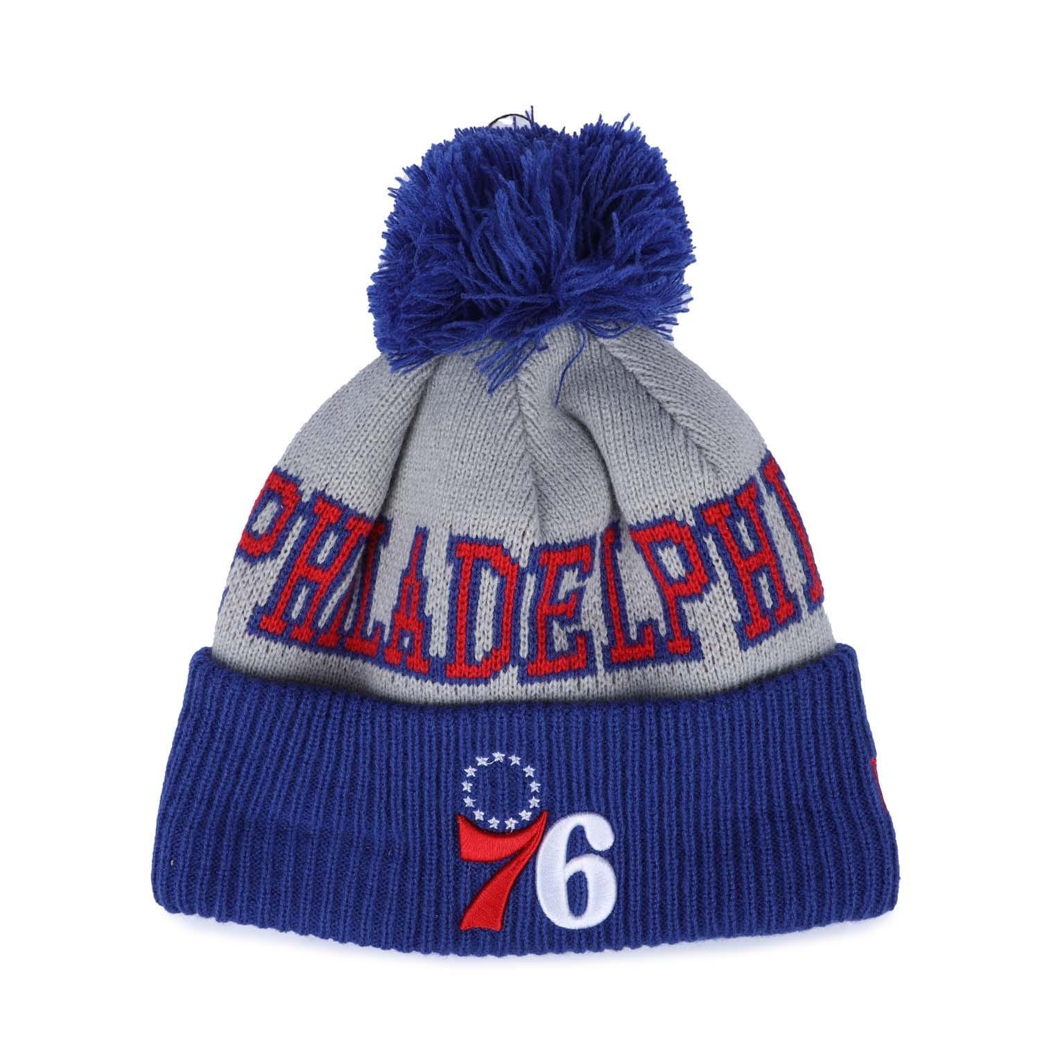 Blue - New Era - Philadelphia 76ers Bobble Knit Hat - 1