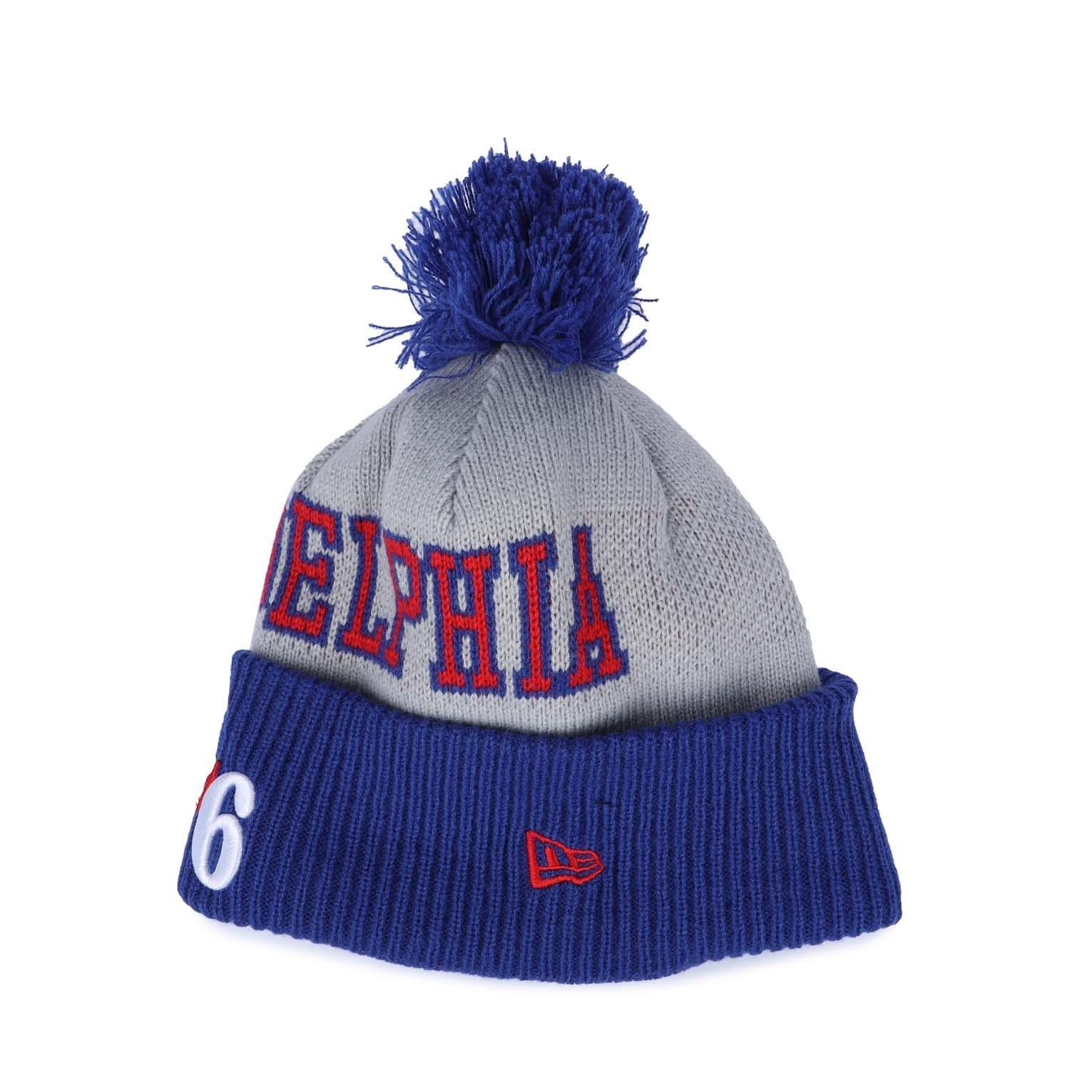 Blue - New Era - Philadelphia 76ers Bobble Knit Hat - 3