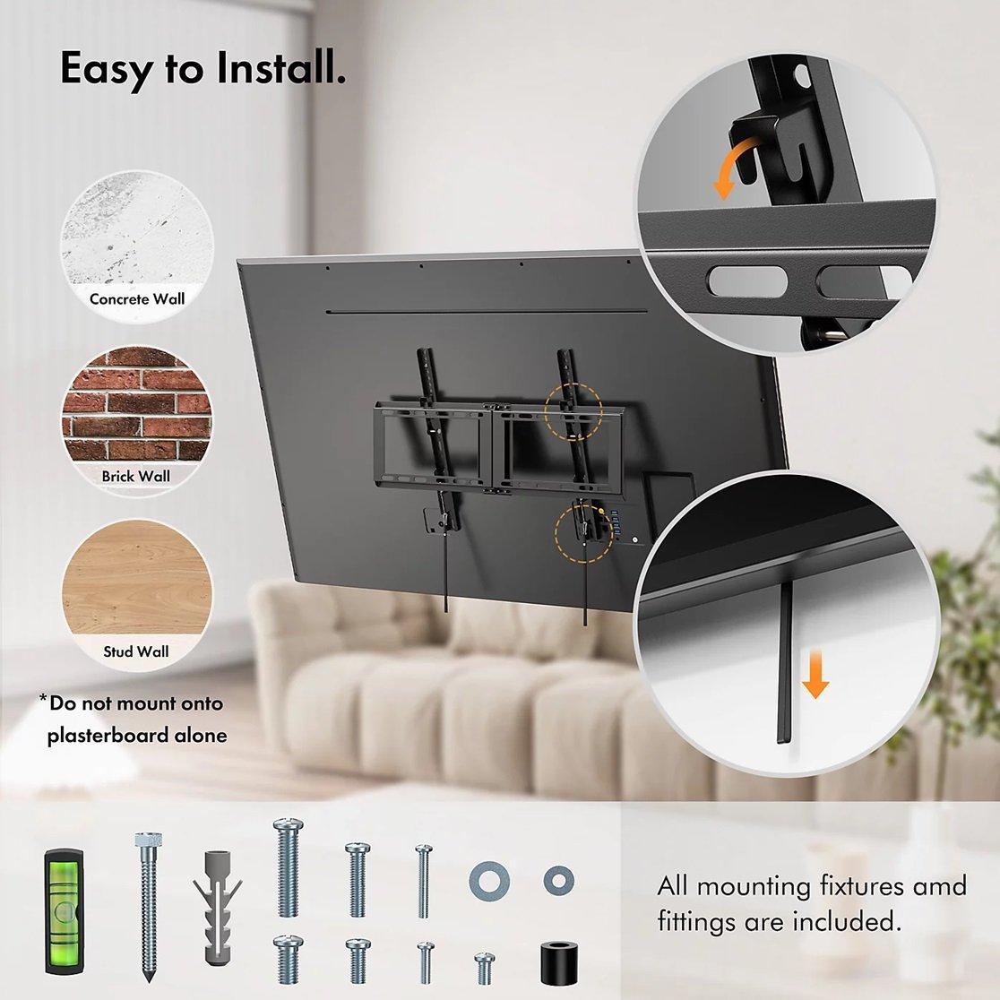 Black - VonHaus - 37-82 Inch Tilt TV Wall Bracket - 5