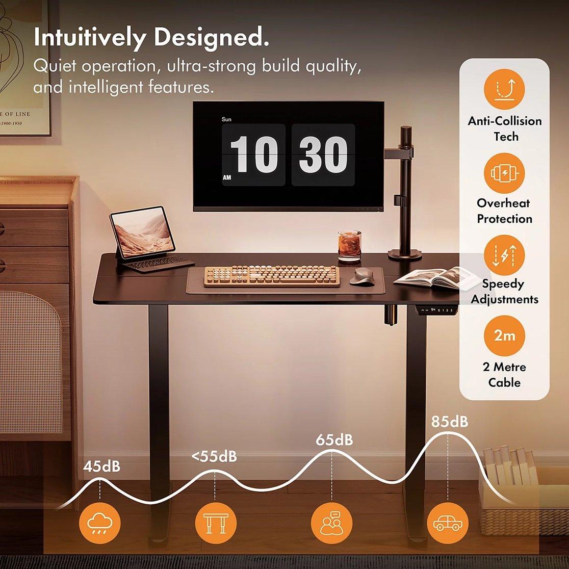 Black - VonHaus - Black Standing Desk 120x60cm - 4