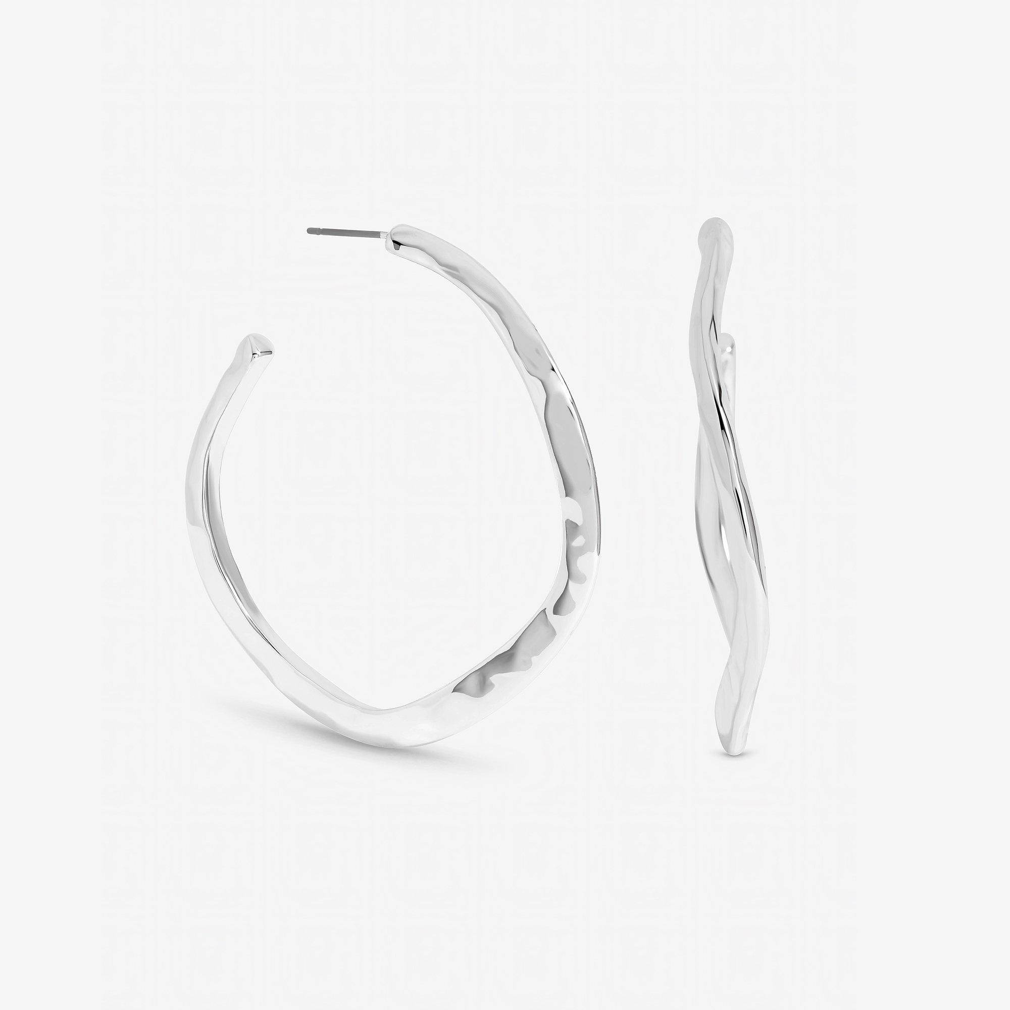 Mood Women's Plated Large Molten Hoops Silver