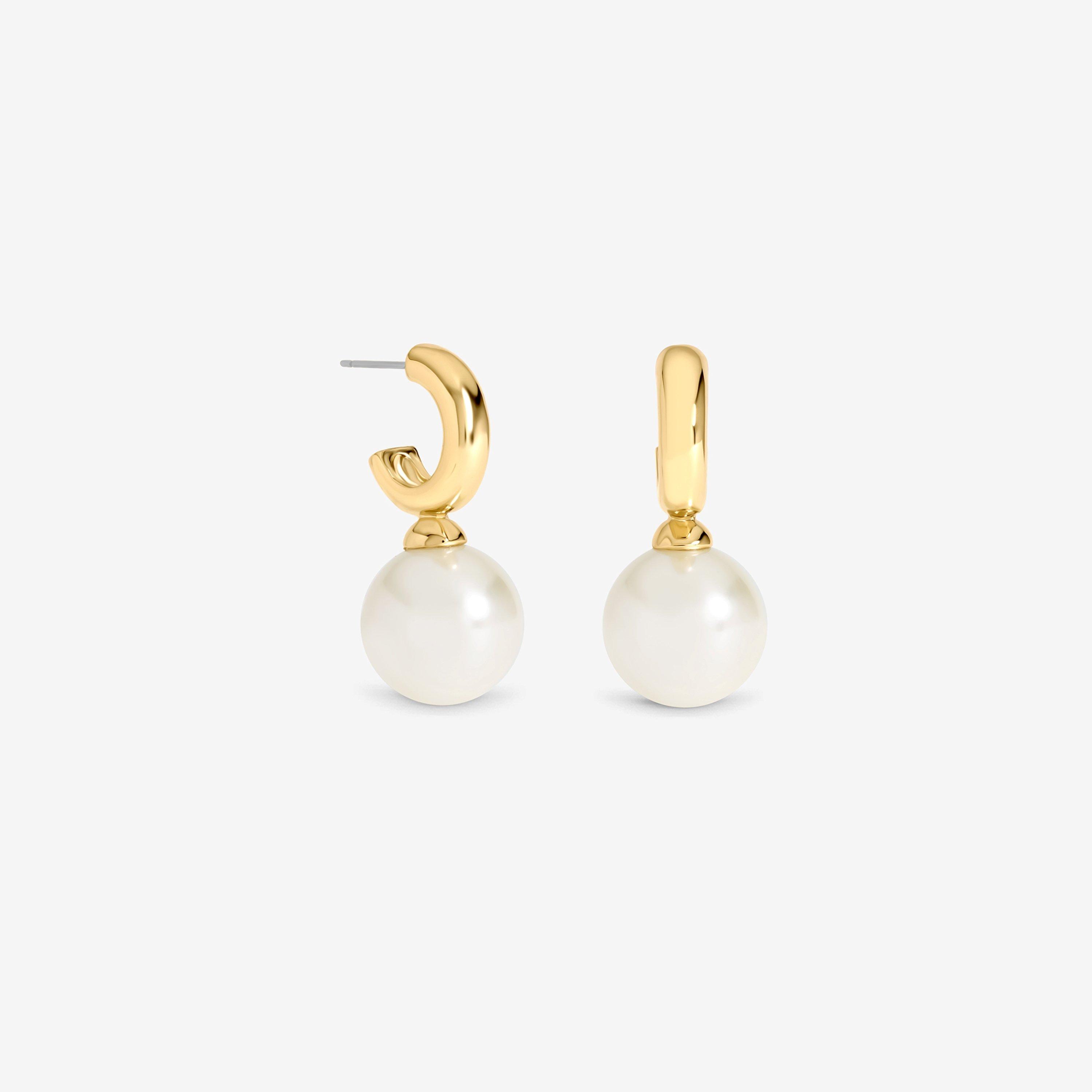 Mood Gold Plated And Pearl Hoop Earrings