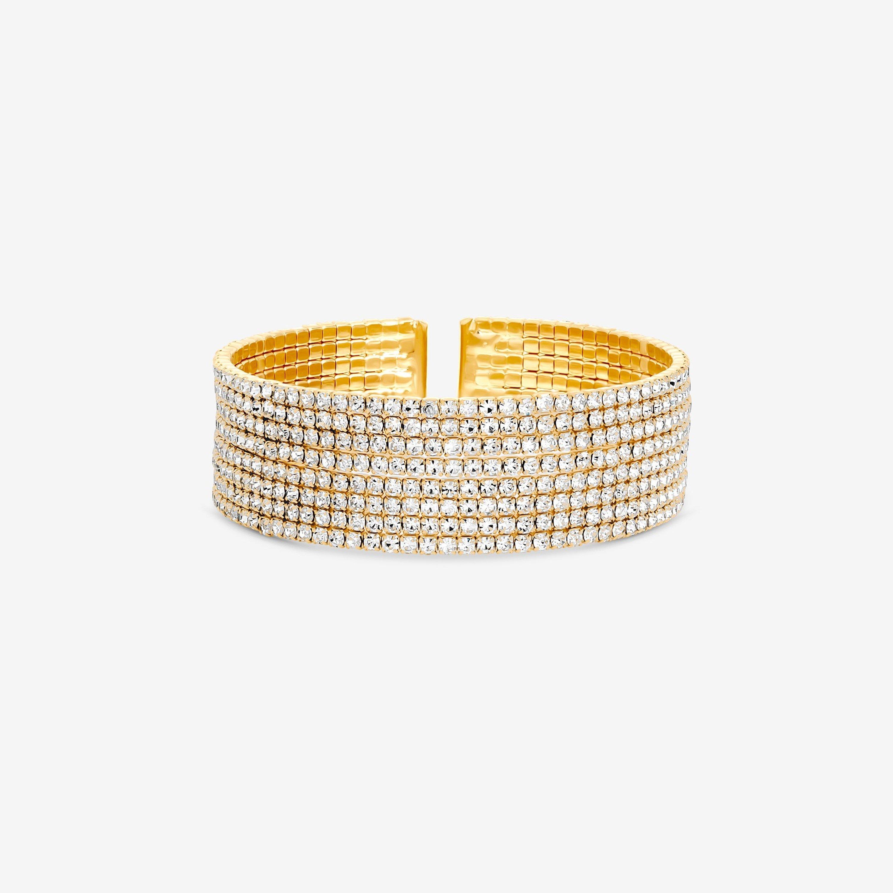 Gold - Mood - Gold Crystal Cuff Bracelet