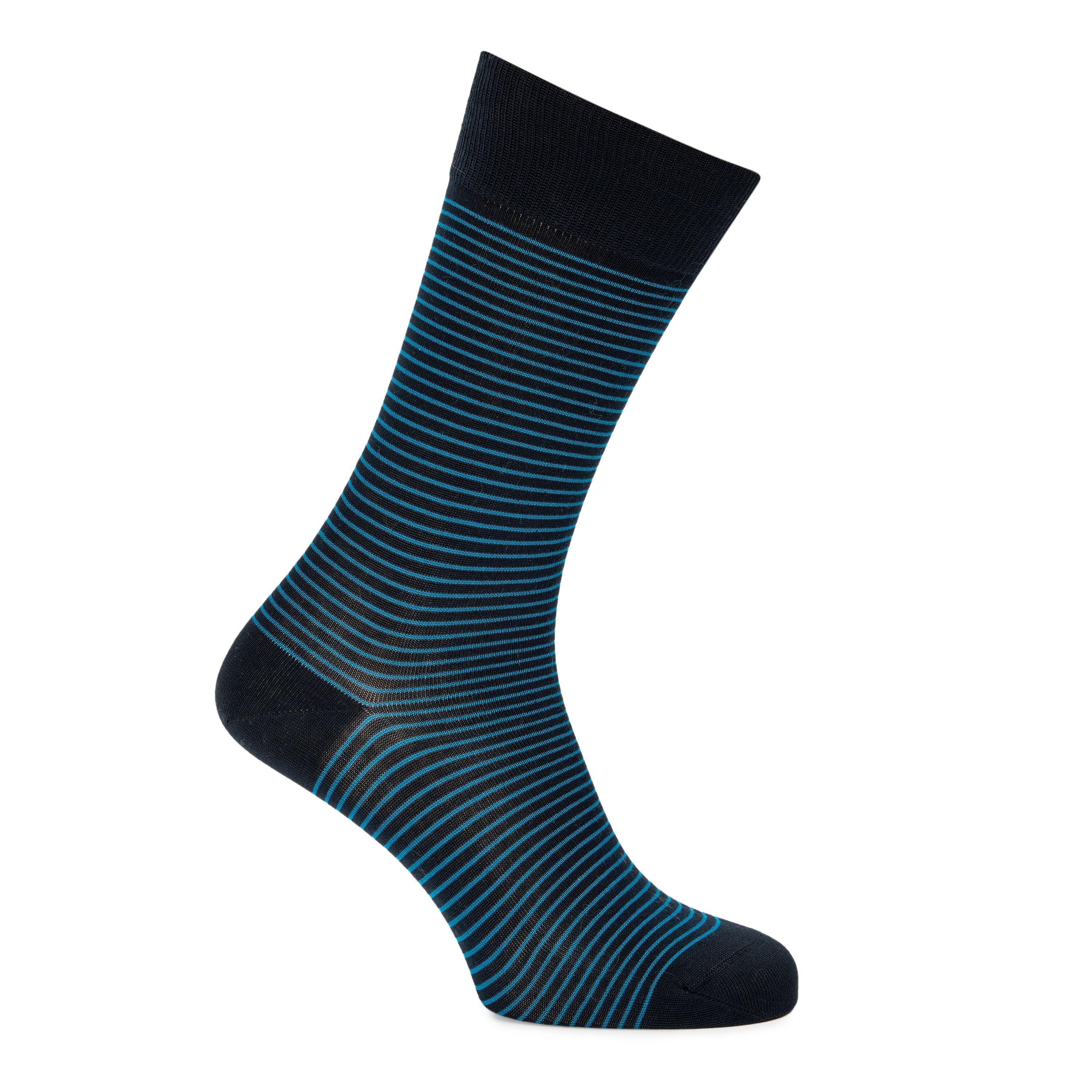 BLACK - Tabio - MARINE PINSTRIPE MID CALF - 1