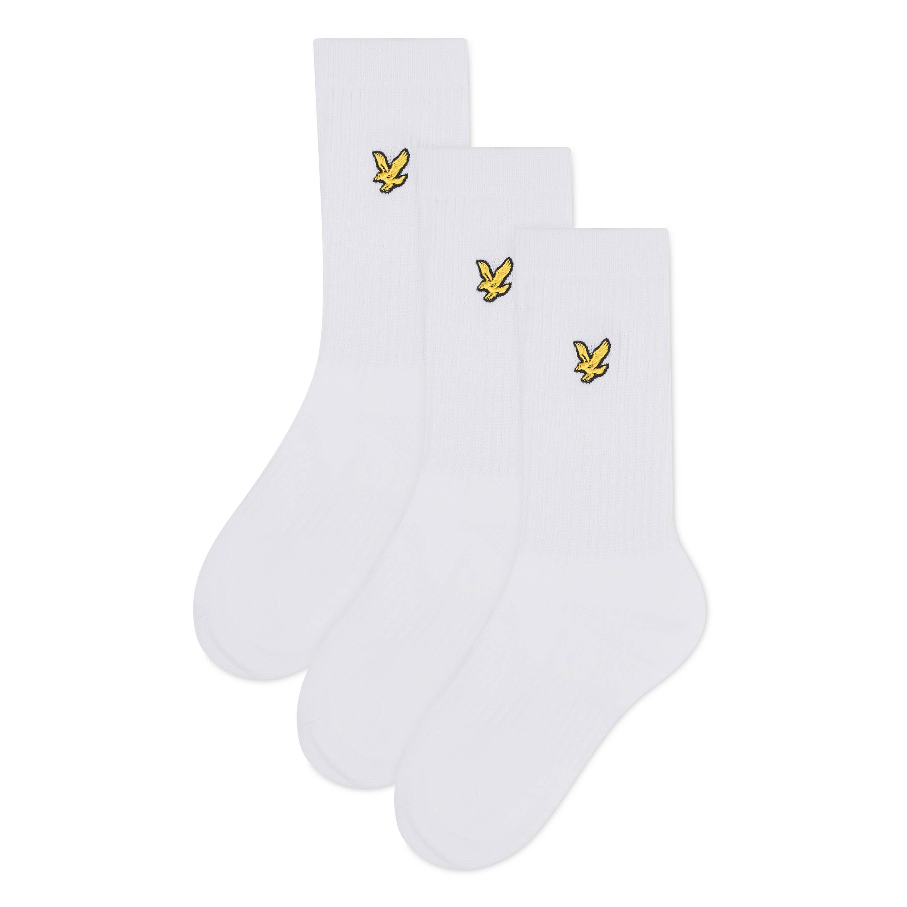 Lyle And Scott Unisex Bright White 3-Pack Crew Socks