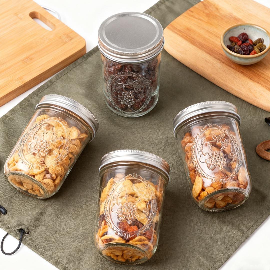 Clear - LIFE IDEAS - 8pcs 500ML Airtight Glass Storage Jars - 3
