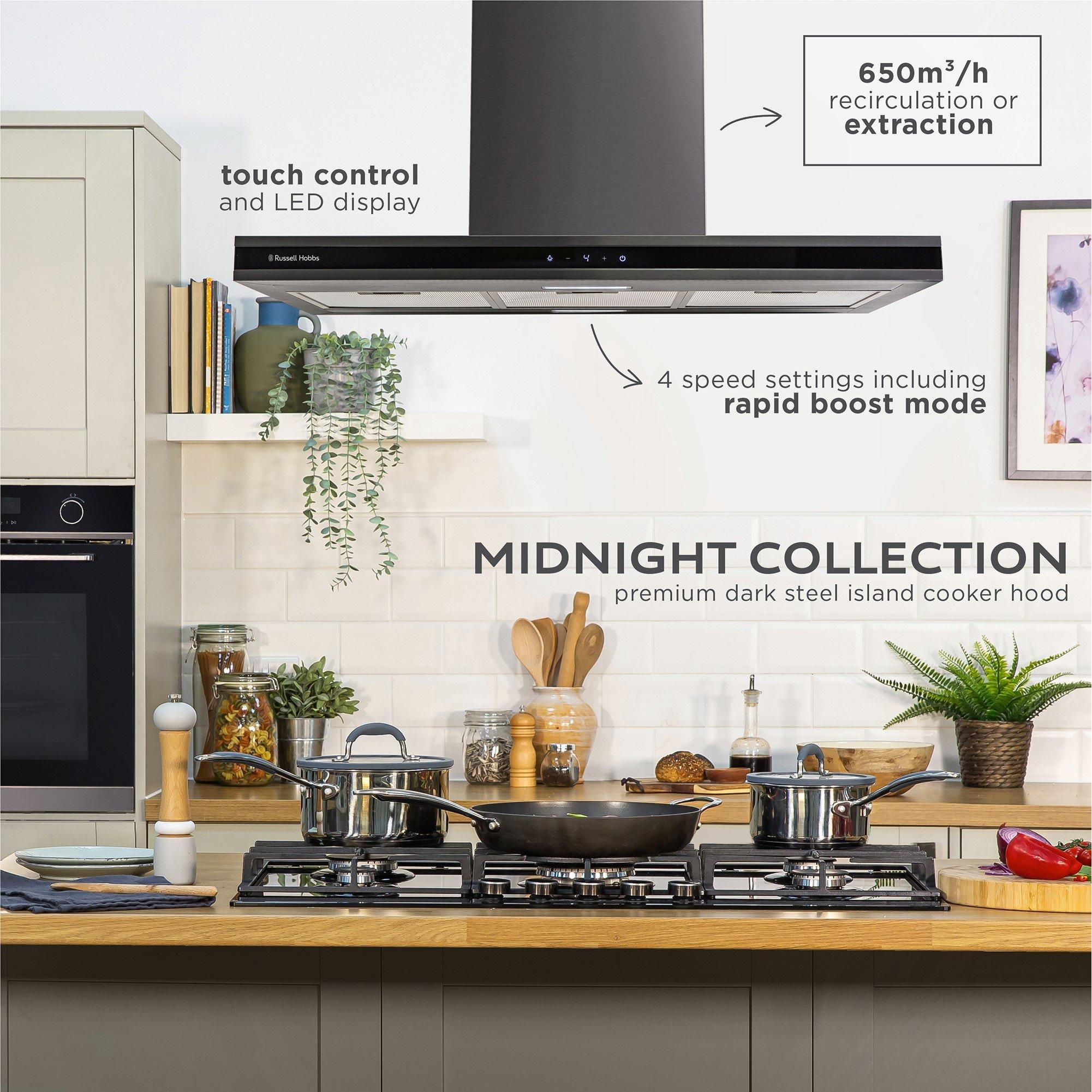 Dark Steel - Russell Hobbs - RHICH904DB 90cm Island Cooker Hood - 3