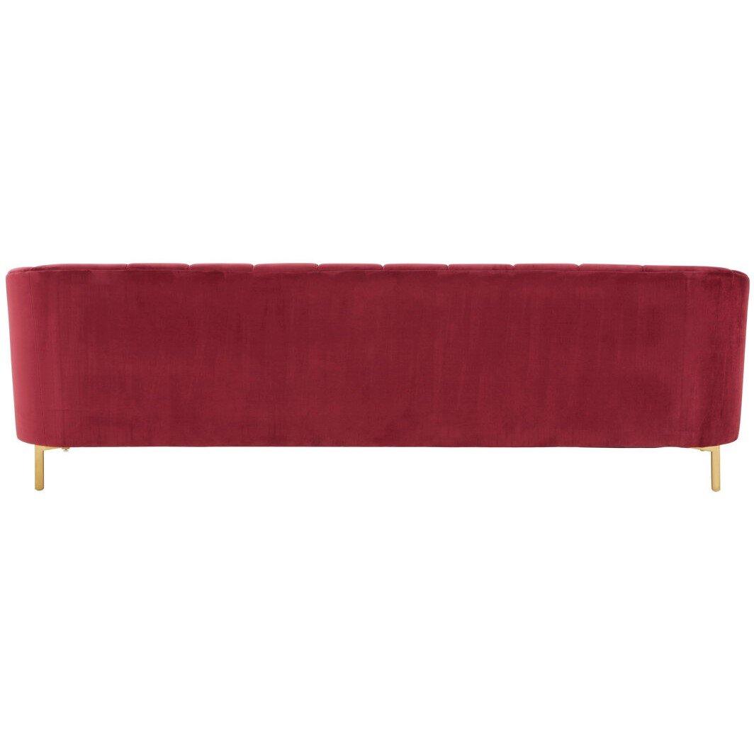 Red - Fifty Five South - Bella 3 Seat Wine Velvet Sofa - 3