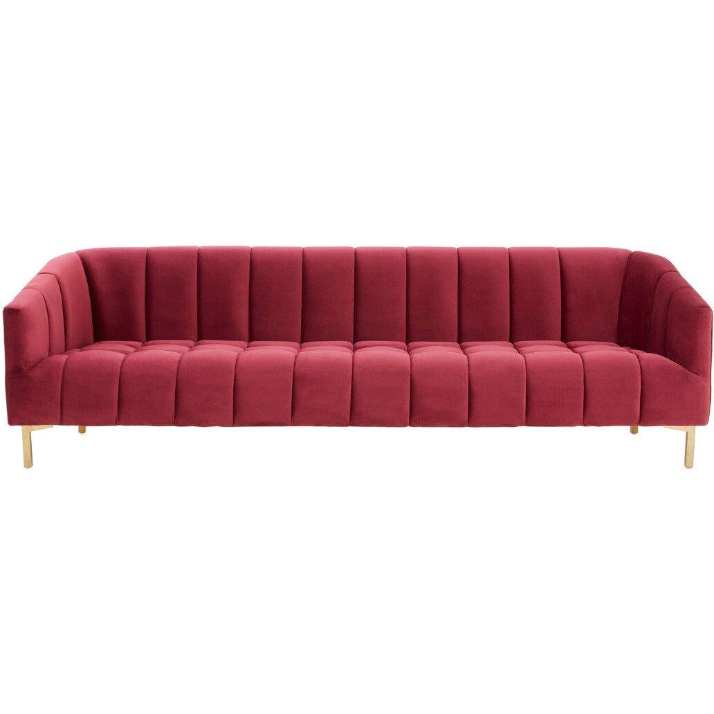 Red - Fifty Five South - Bella 3 Seat Wine Velvet Sofa - 5