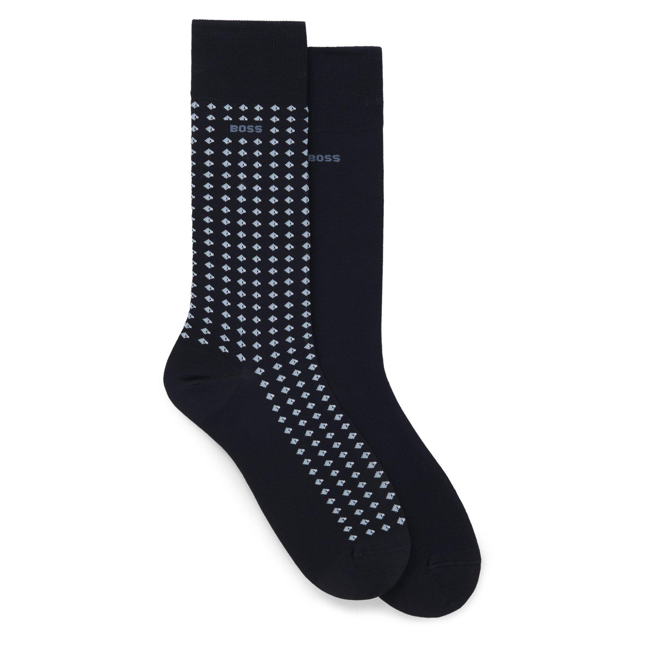 Boss Men's 2 Pack Minipattern Crew Socks - Dark Blue - 6-11