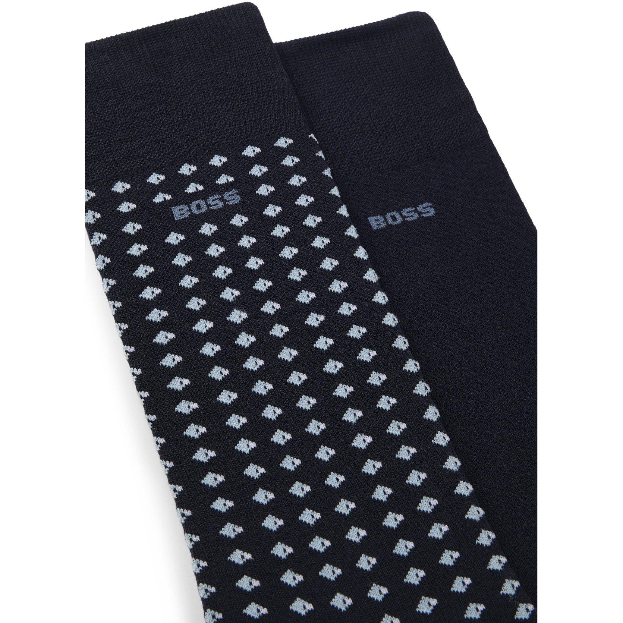 Dark Blue - Boss - Men's 2 Pack Minipattern Crew Socks - 2