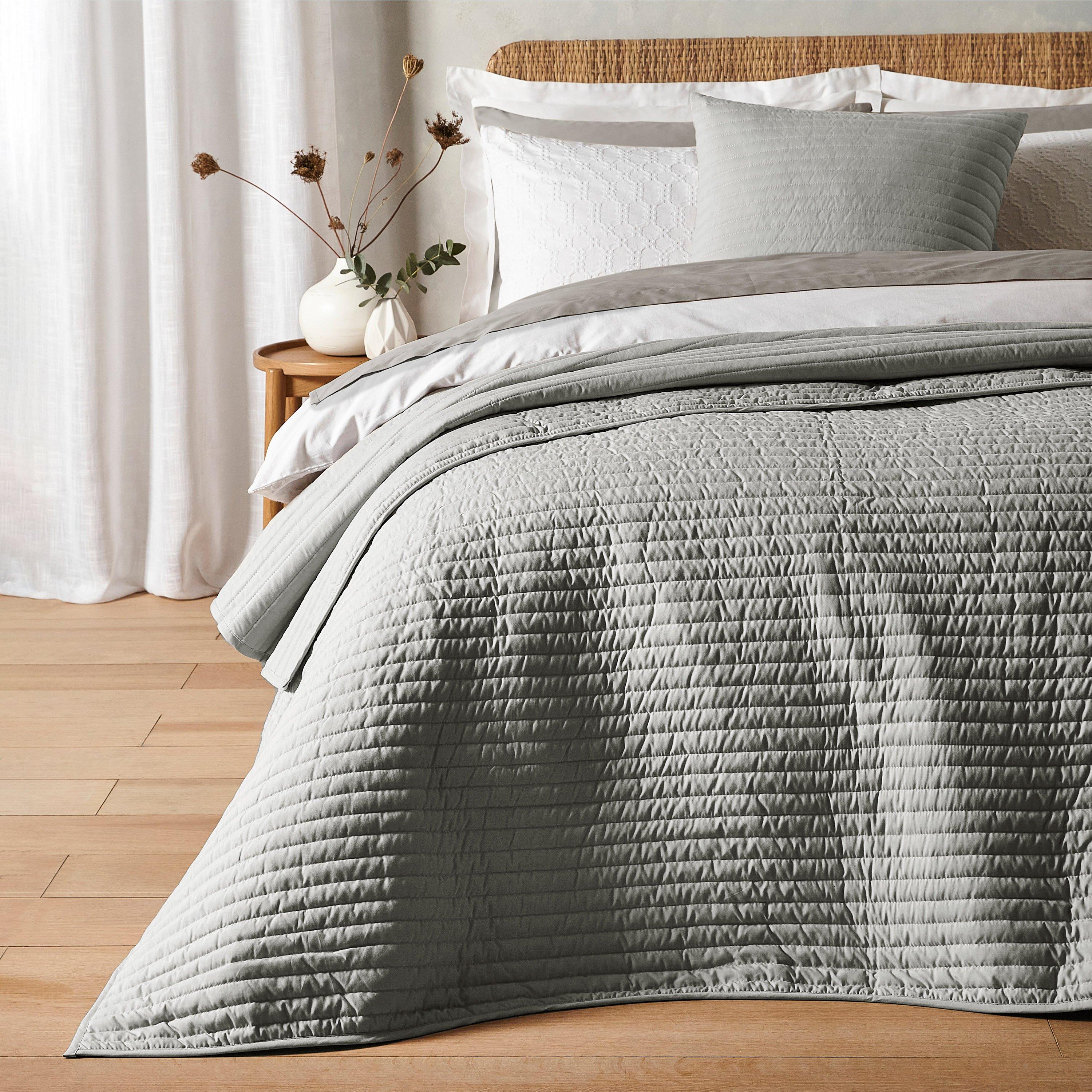 B&Q - Bedroom Quilted Lines 220X230Cm Bedspread Silver Grey - Image 10
